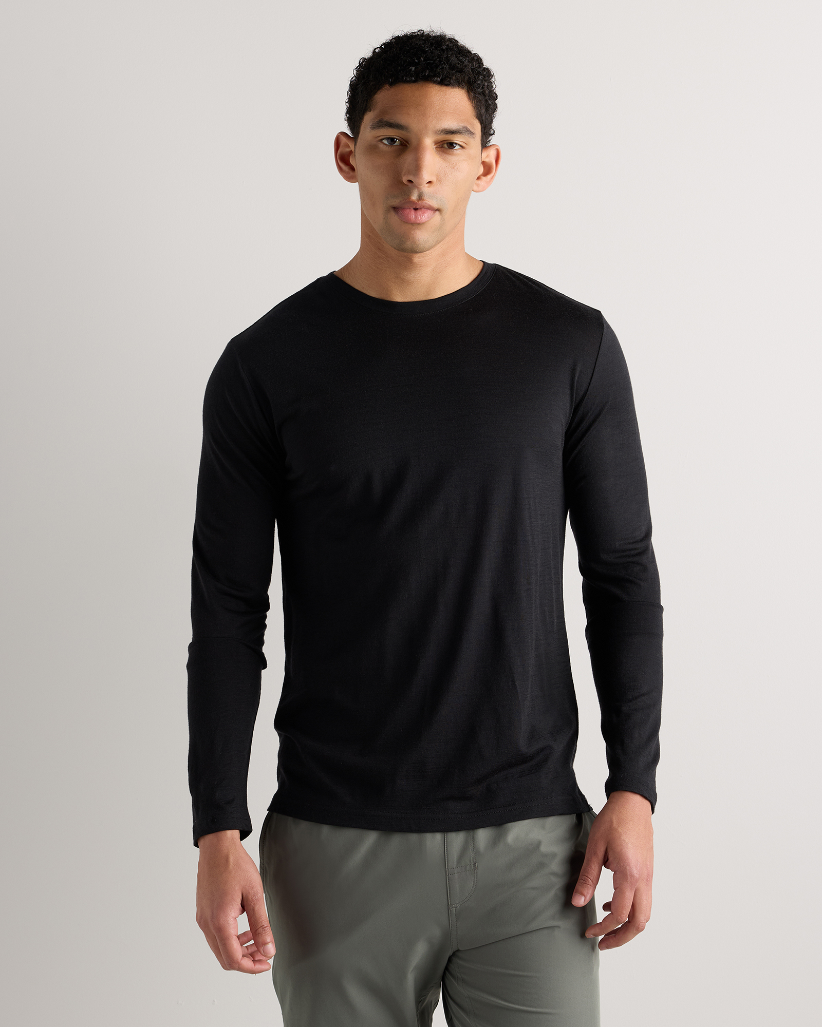 Black 100% Merino Wool All-Season Long Sleeve Base Layer Tee