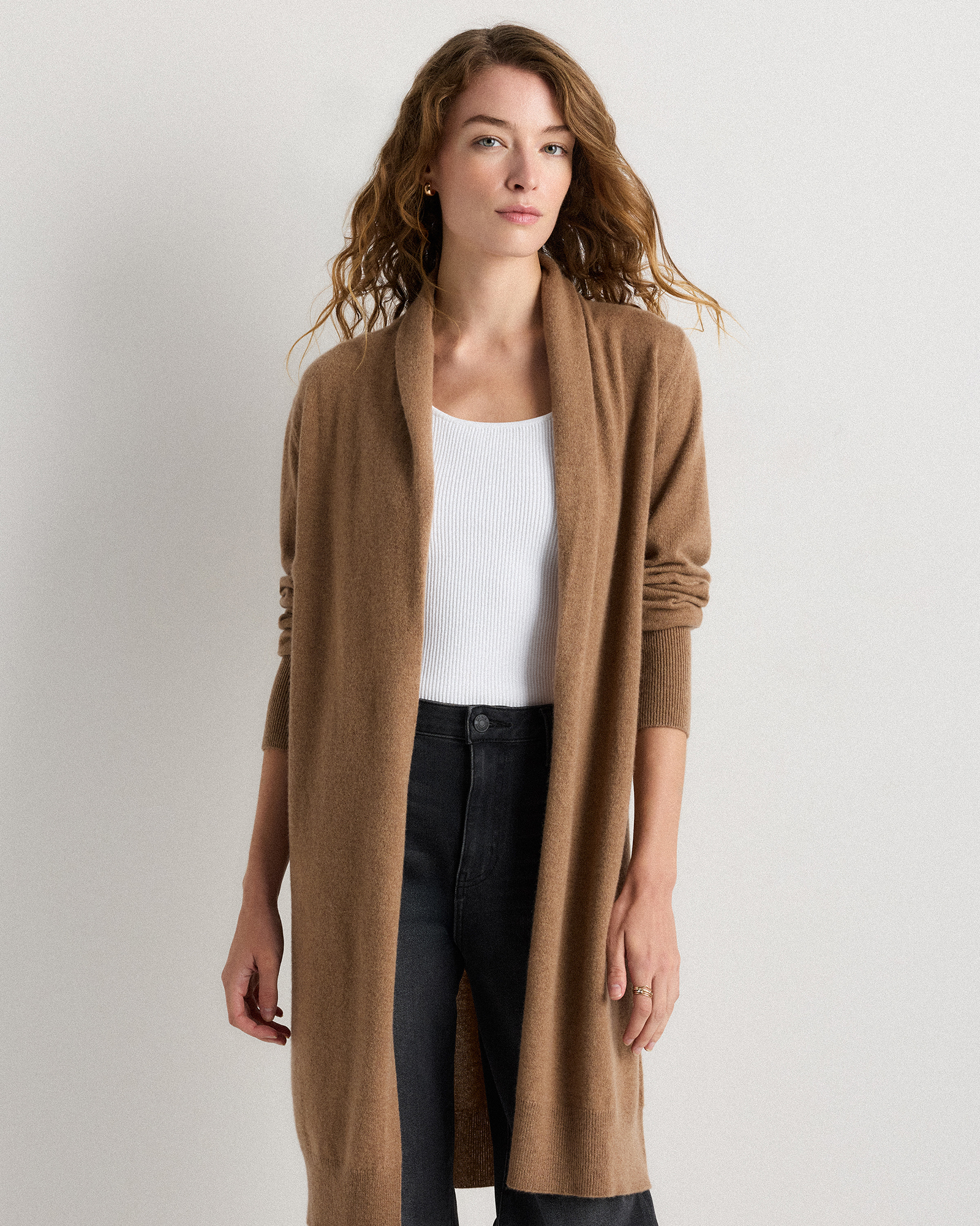 Quince Women's Mongolian Cashmere Duster Cardigan Sweater In Brown