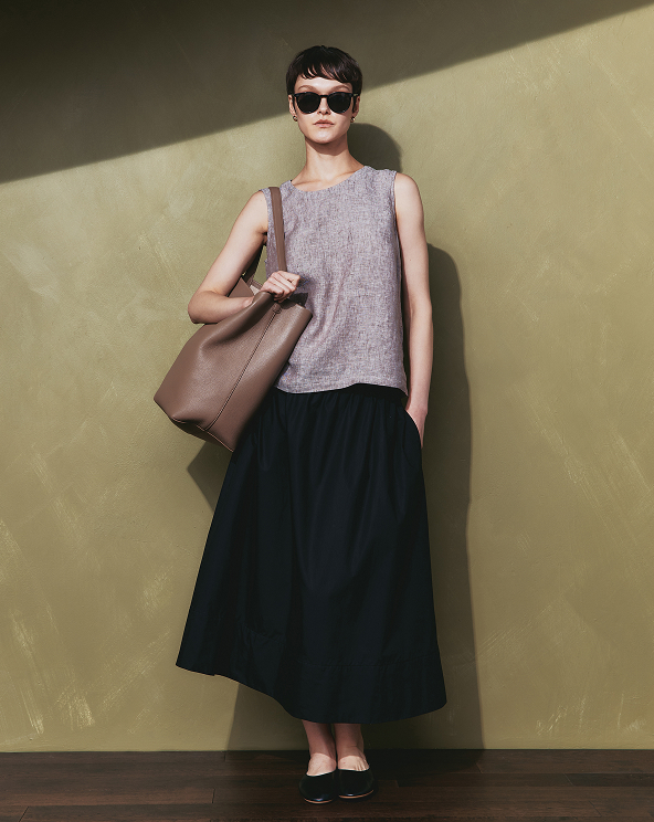 Taupe Brown Chambray Débardeur 100 % lin européen
