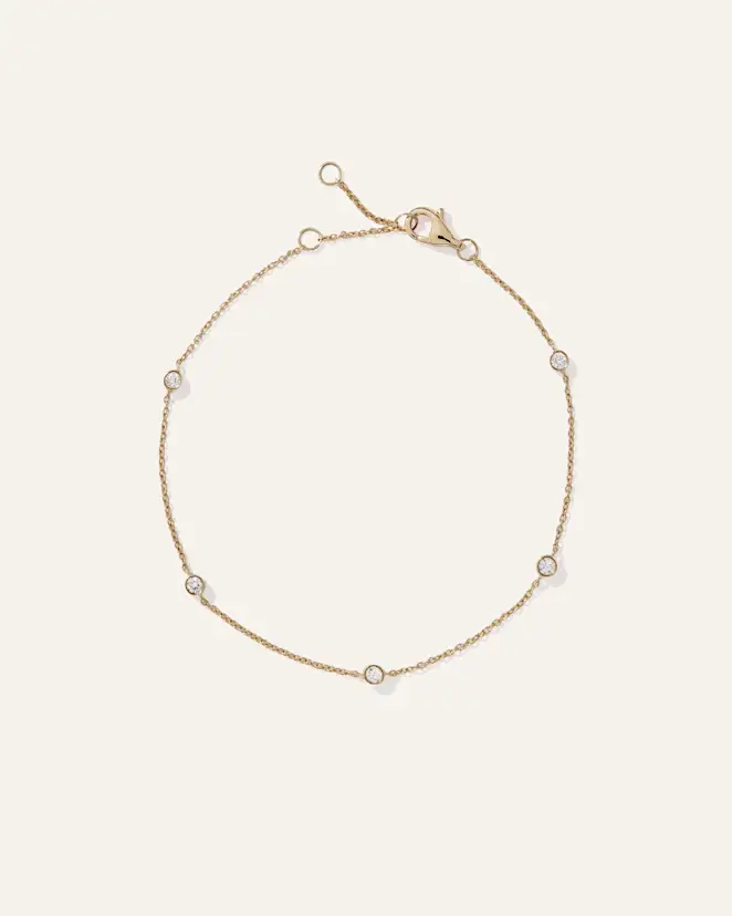 Yellow Gold 14K Gold Diamond Bezel Station Bracelet