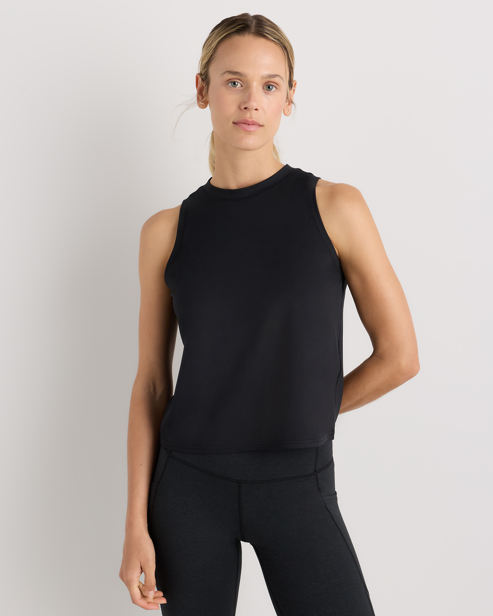 True Black Flowknit Breeze High-Neck Tank