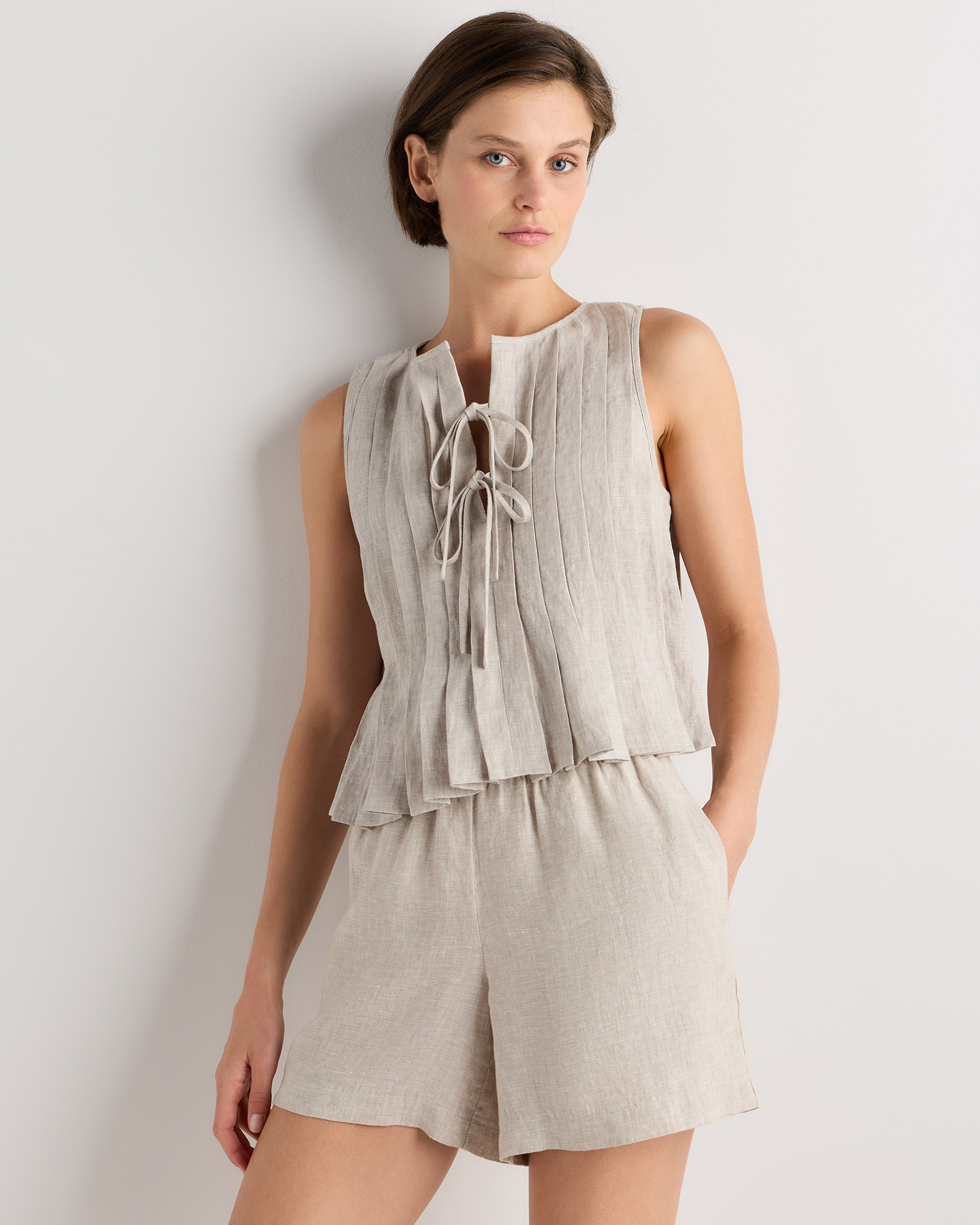 Flax 100% European Linen Pleated Tank