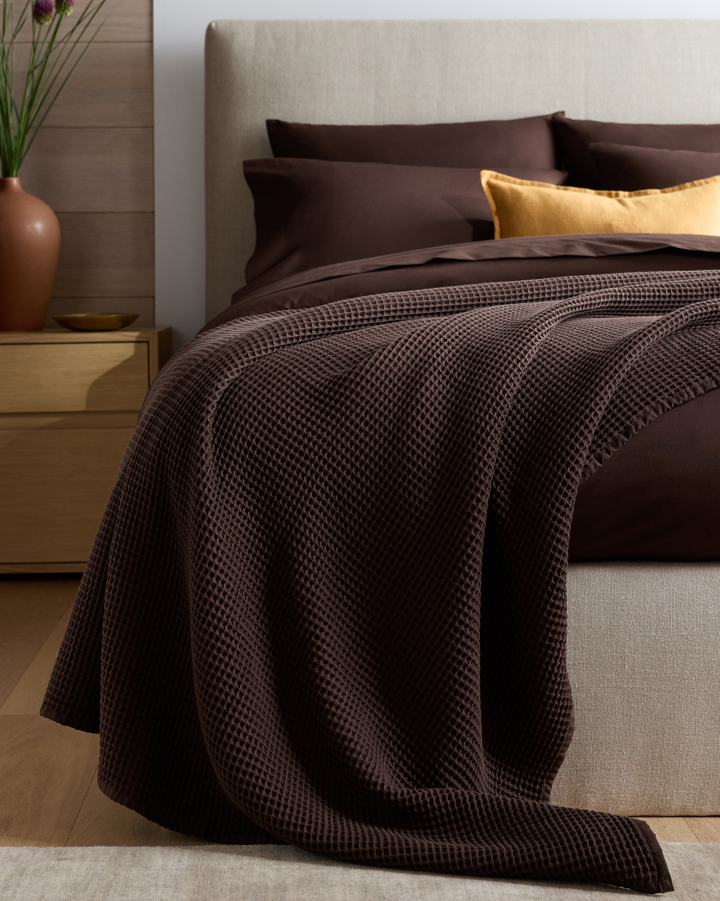 Espresso Organic Waffle Bed Blanket