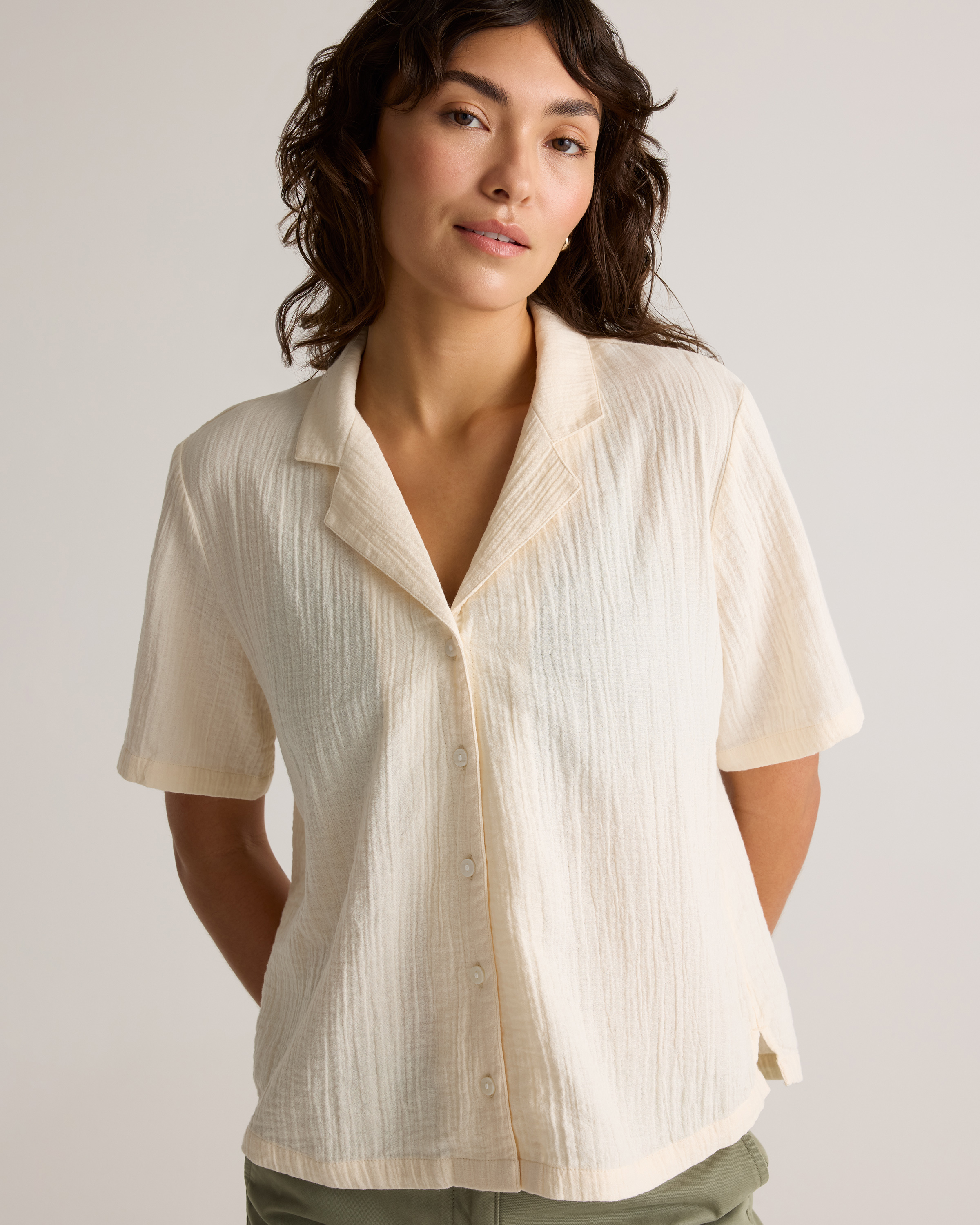Women's Polka Dot 3/4 Sleeve Tunic Top – V-Neck Roll Sleeve Blouse, Vintage Business Casual - View #5