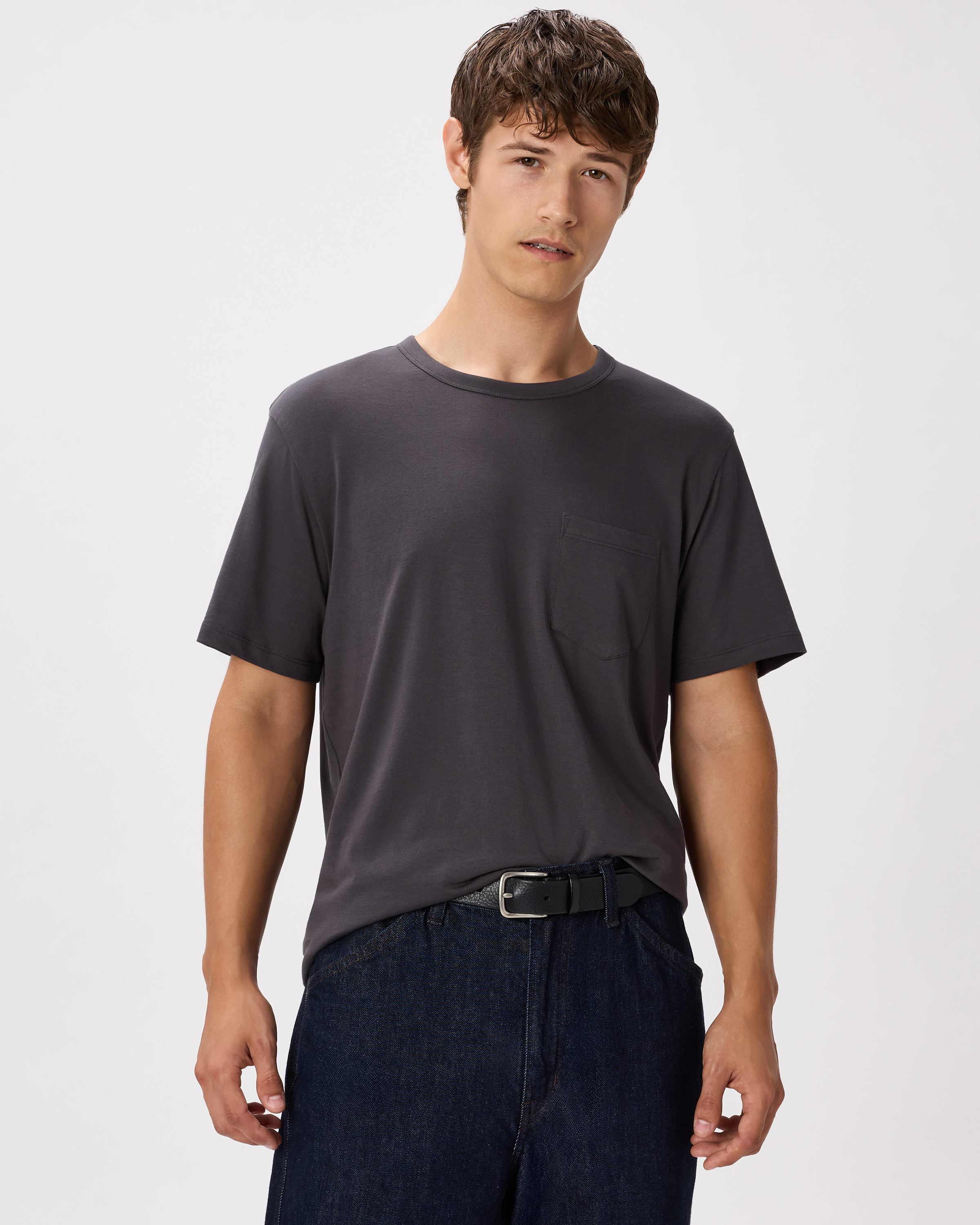 Dark Coal T-shirt Luxe Touch 100 % coton Pima à poche