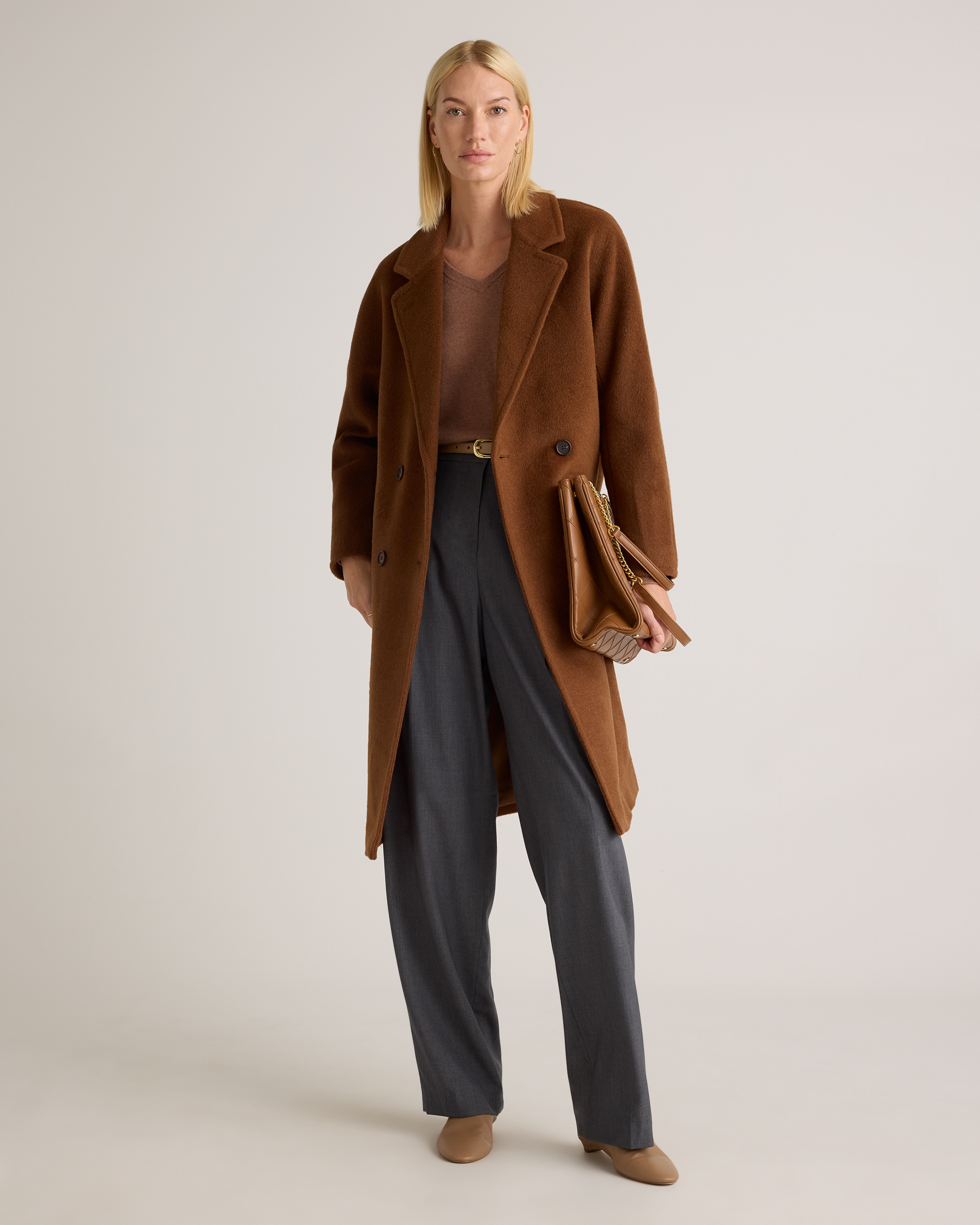 mi♡　hyeon ted stole camel Camel Hair Double-Breasted Slouch Coat