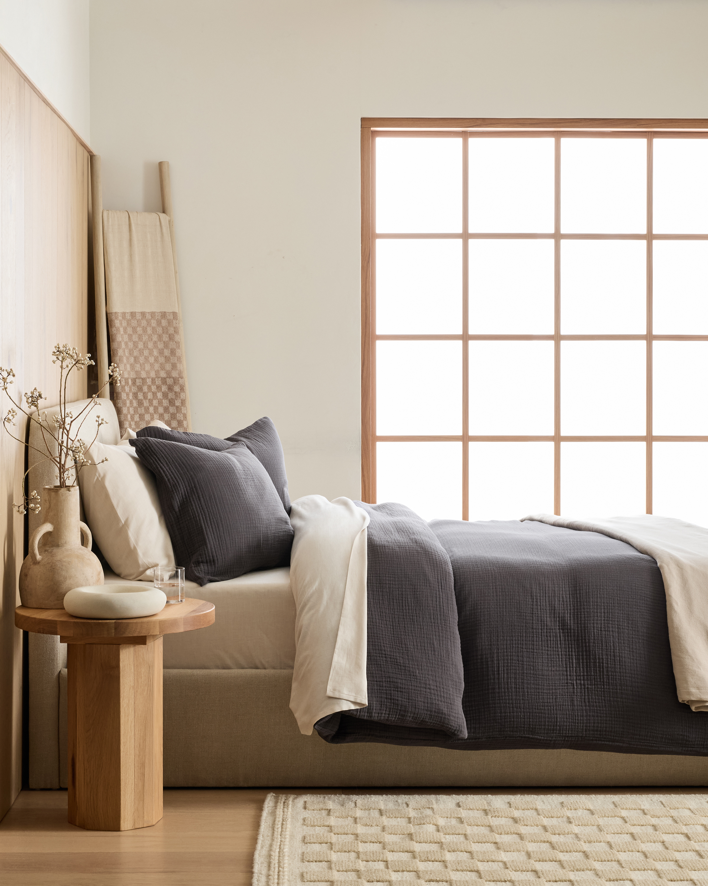 Organic Airy Gauze Duvet Cover Set - Charcoal, King/Cal King