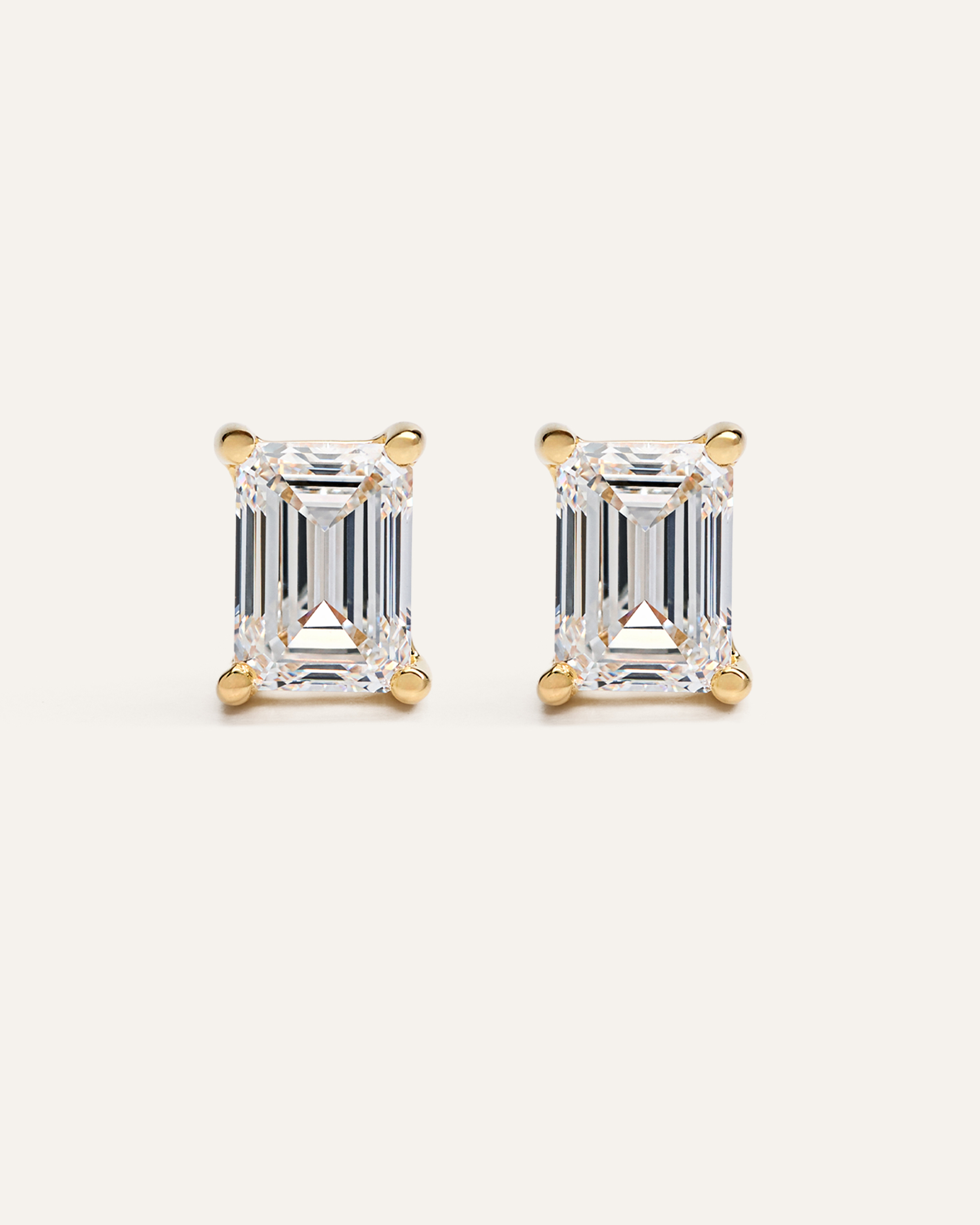 Yellow Gold 14K Gold Lab Grown Diamond Statement Emerald Studs - 8ctw