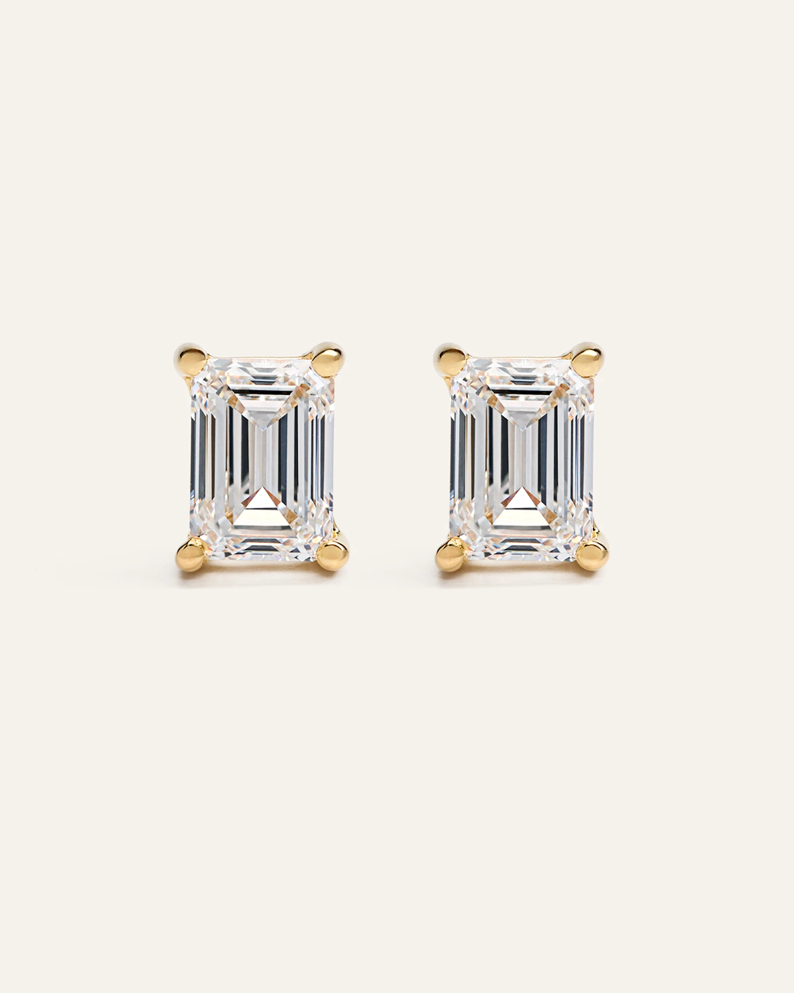 14K Gold Lab Grown Diamond Luxe Emerald Studs - 8ctw