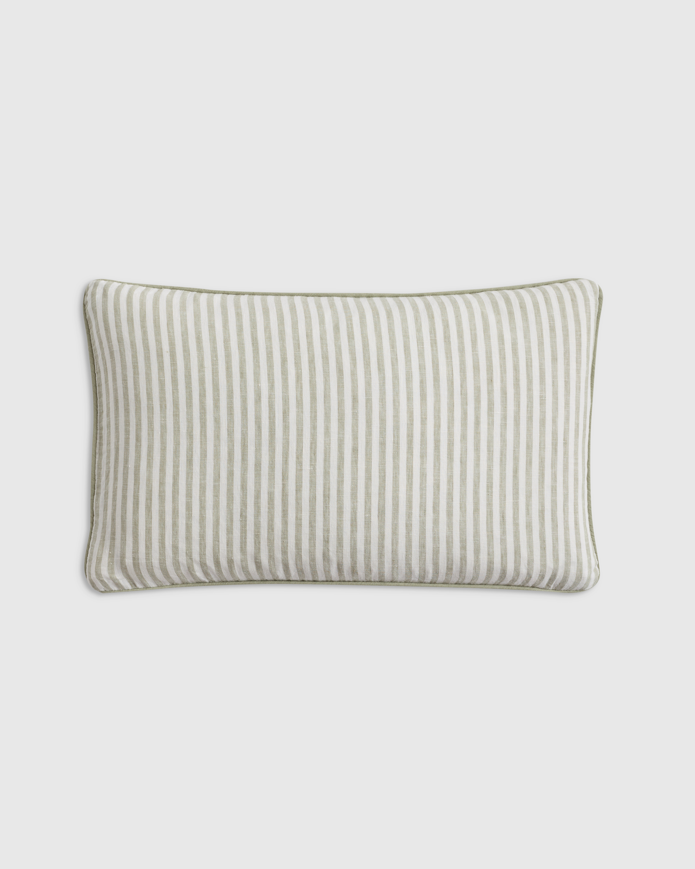 Willowleaf/White Stripe Piped Linen Stripe Pillow Cover