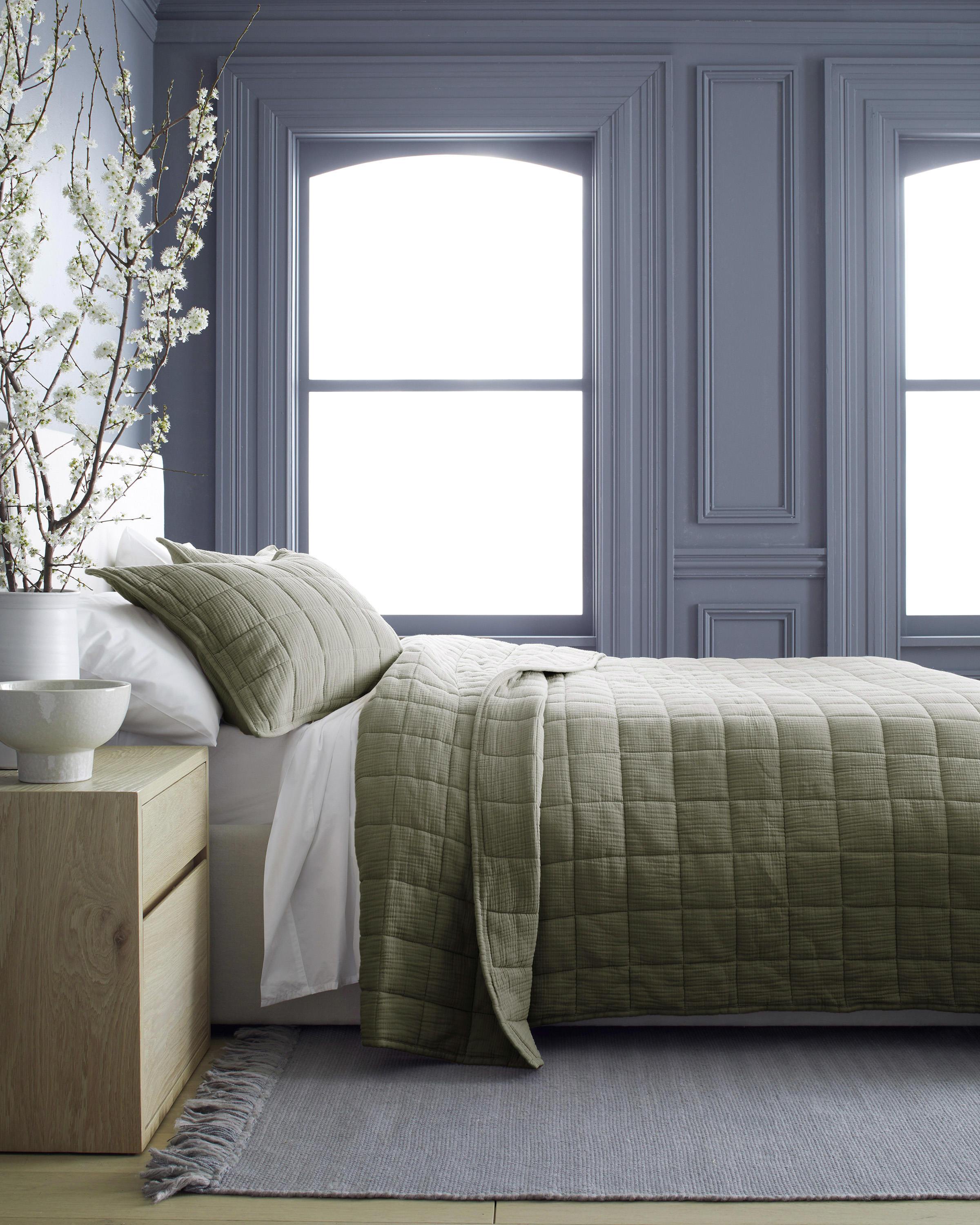 Olive Organic Airy Gauze Box Quilt