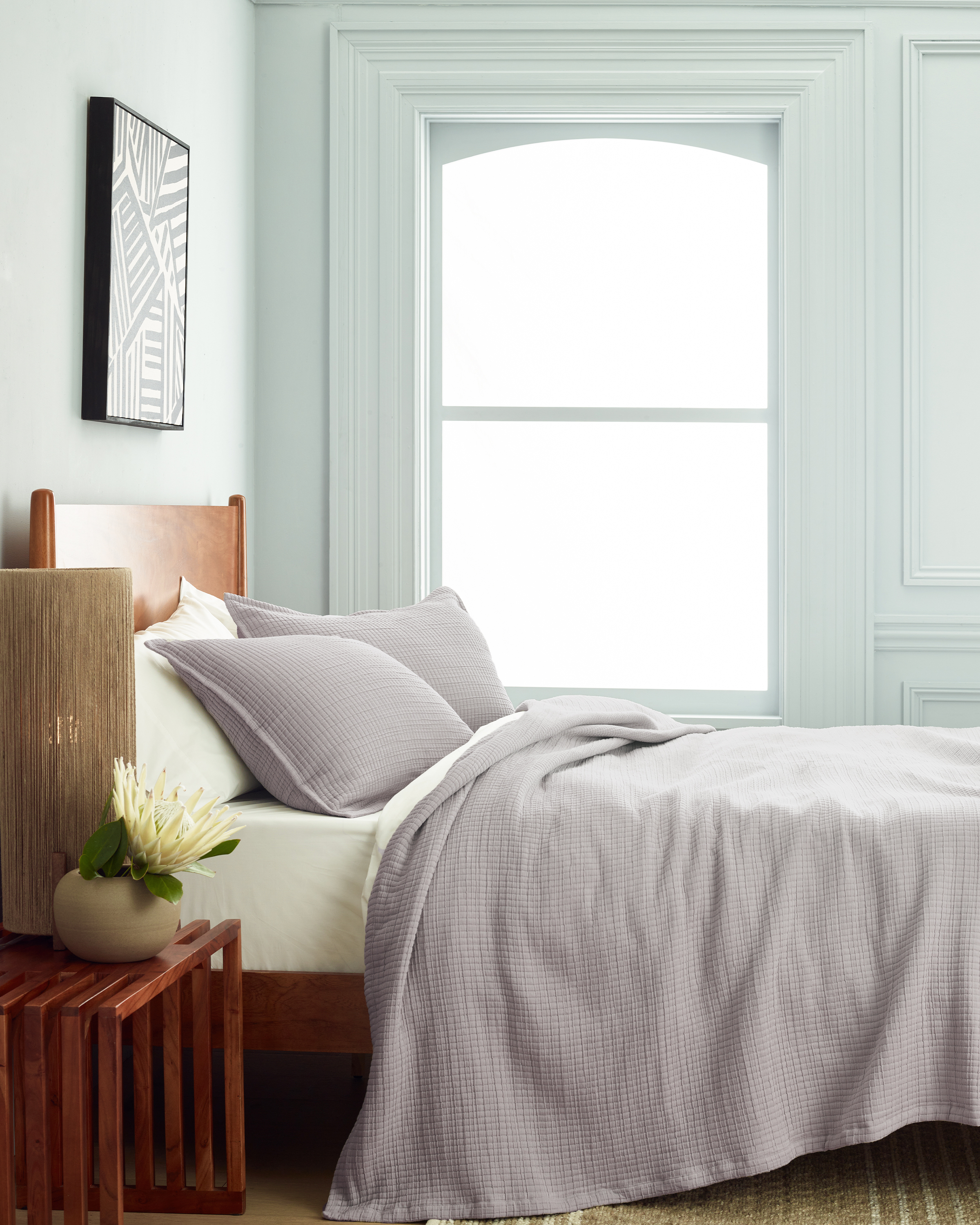 Light Grey Organic Ribbed Cotton Coverlet