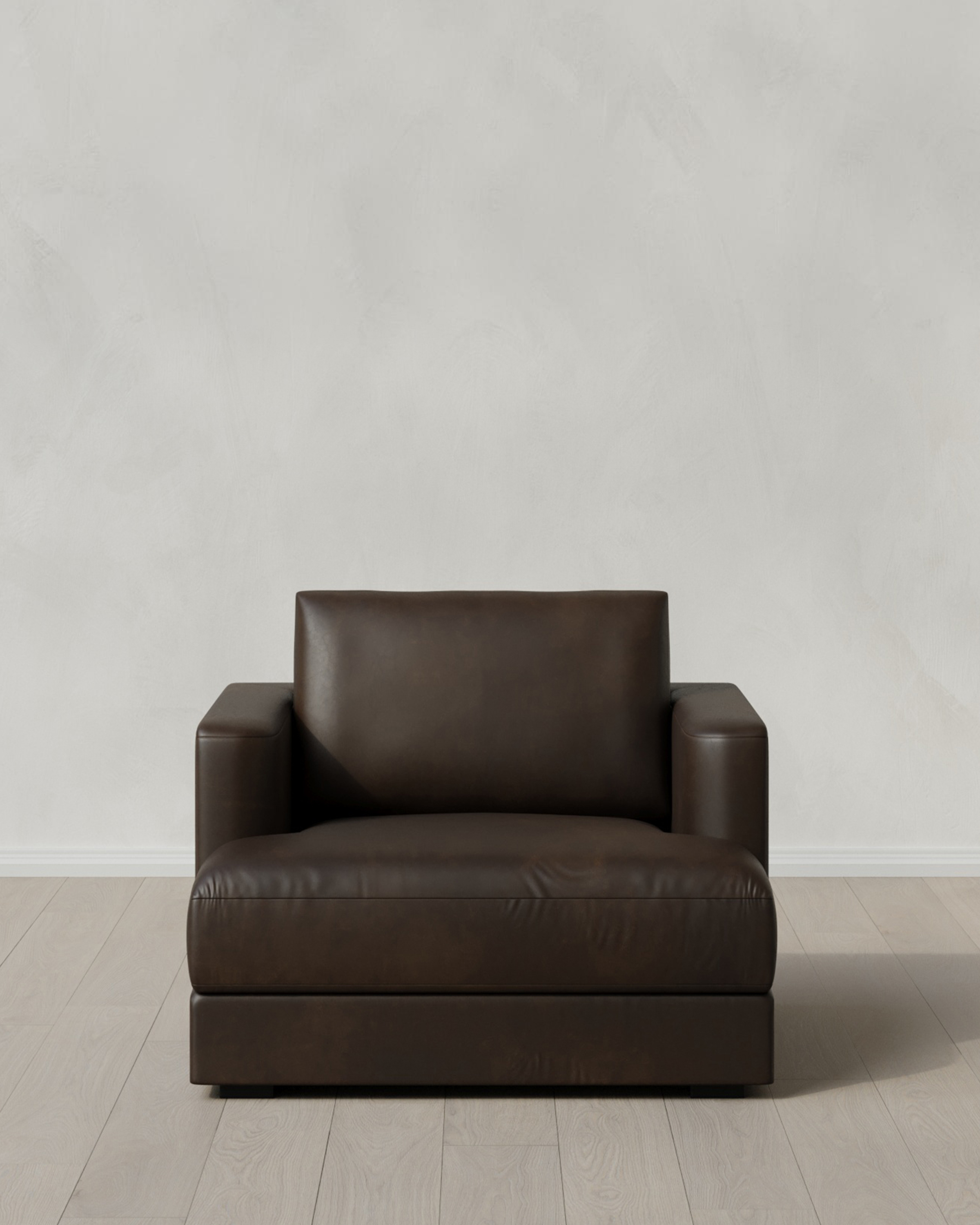Smoke Sierra Curved Arm Accent Chair in Leather