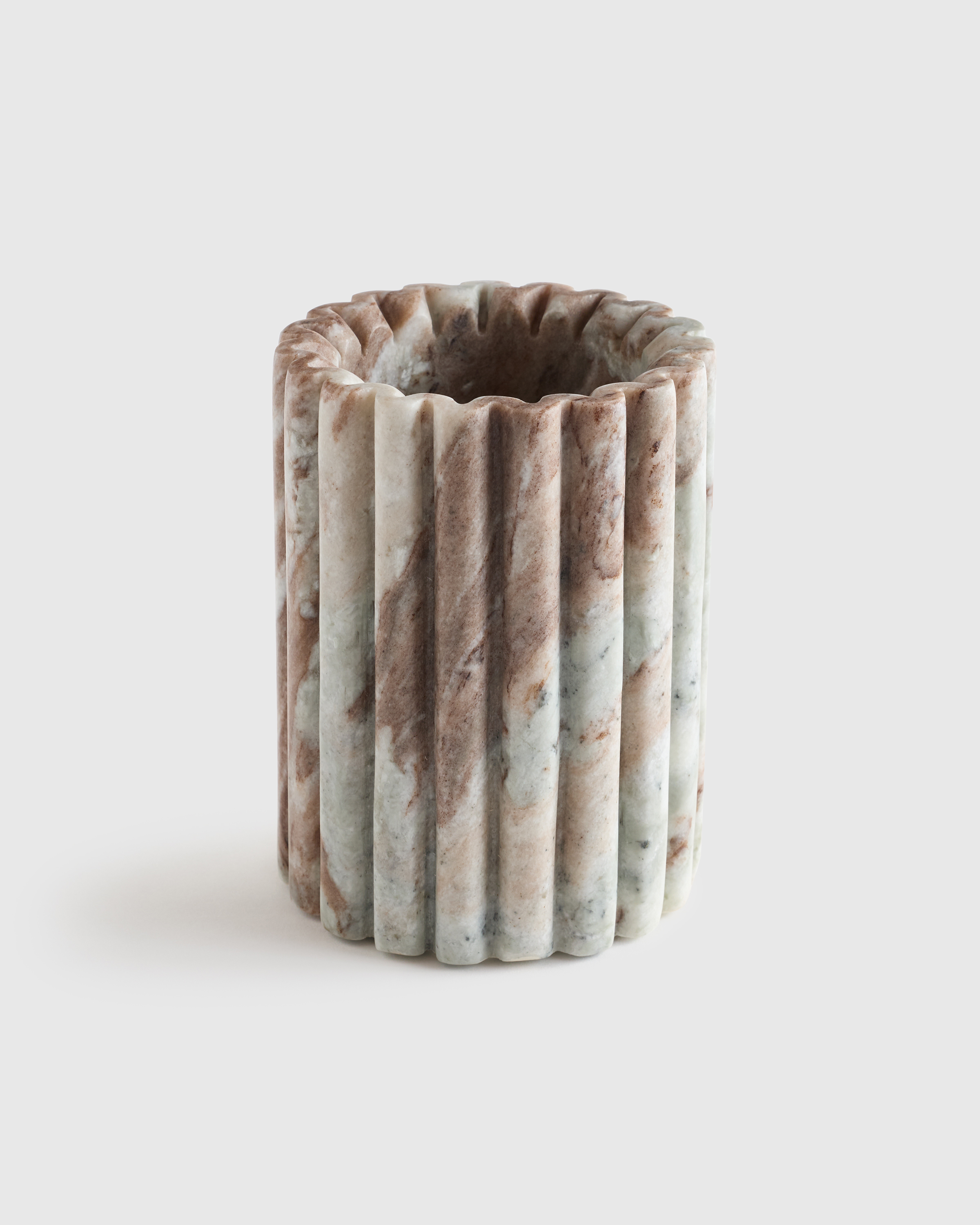 Brown Handcrafted Fluted Marble Wine Chiller