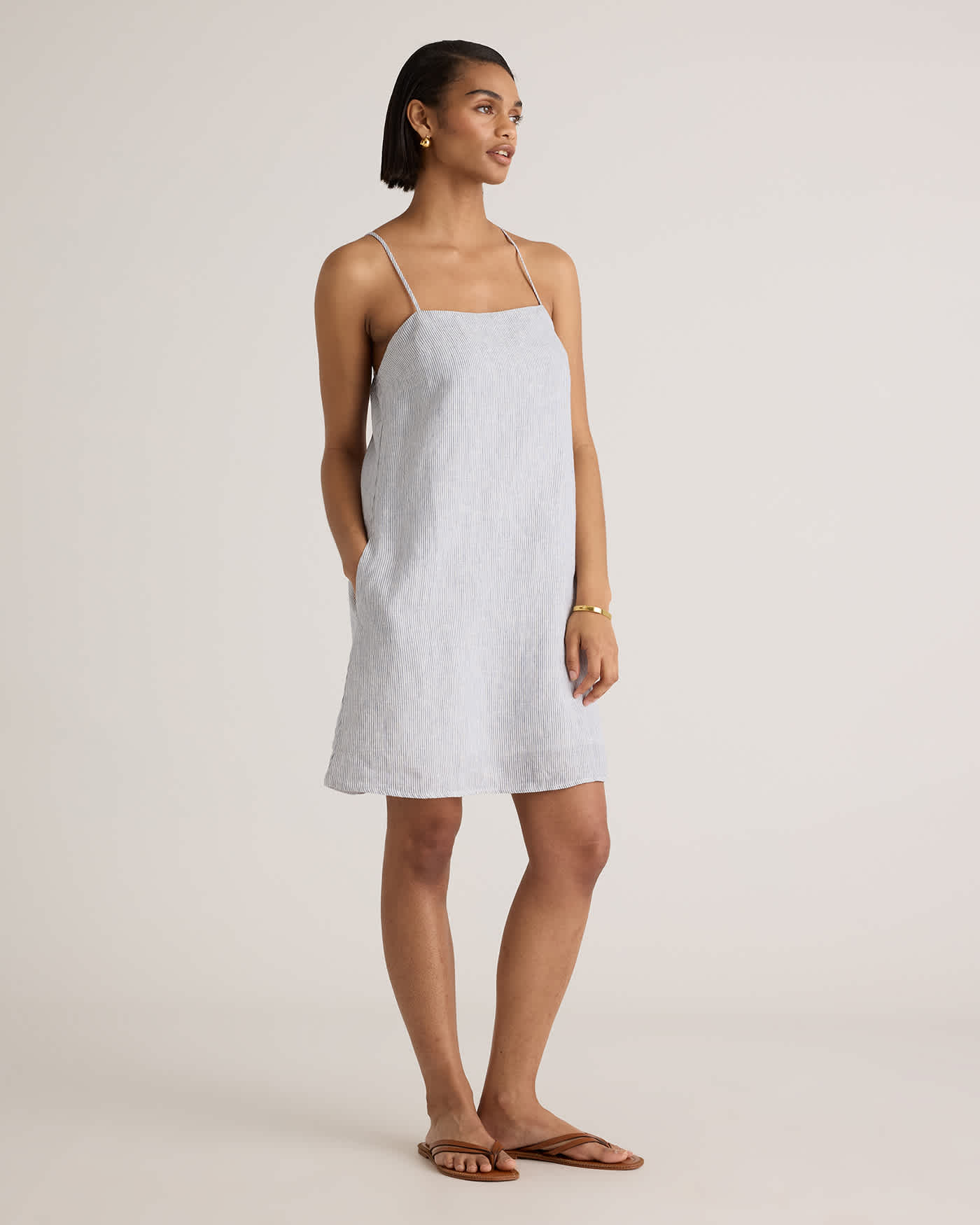 100% European Linen Spaghetti Strap Mini Dress 100% European Linen Spaghetti Strap Mini Dress