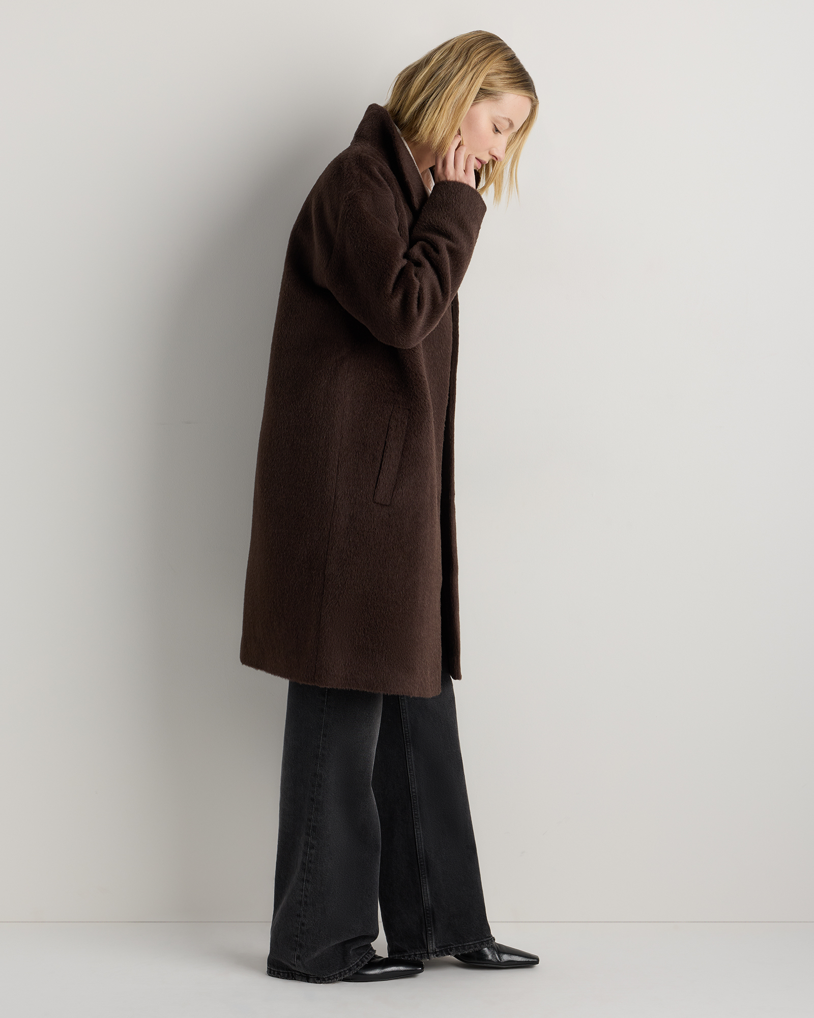 ジャケット・アウター Acka stand collar wool coat(brown) Alpaca-Wool Stand Collar Coat in Coffee Bean Brown