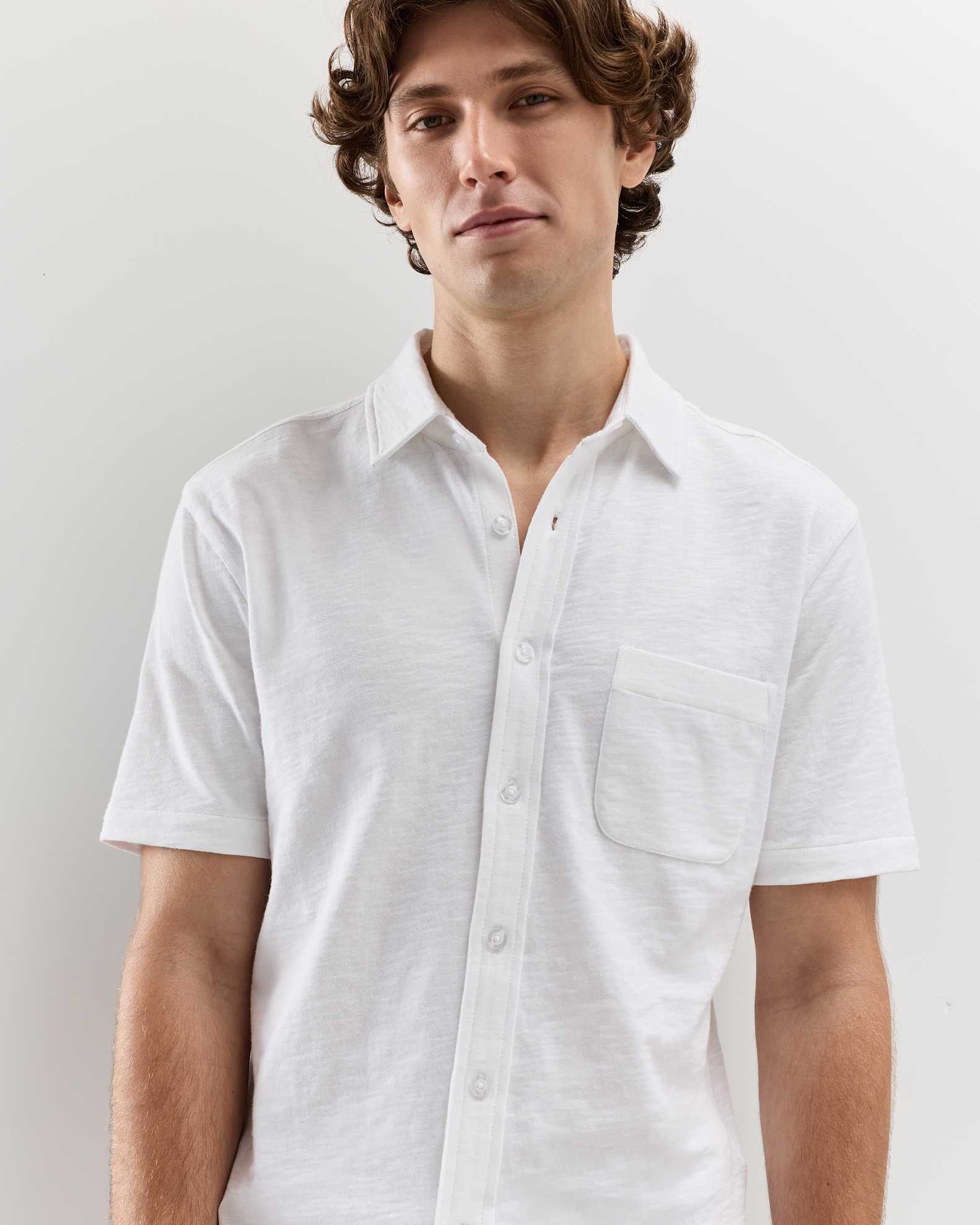 100% Organic Cotton Slub Short Sleeve Button Up Shirt 100% Organic Cotton Slub Short Sleeve Button Up Shirt