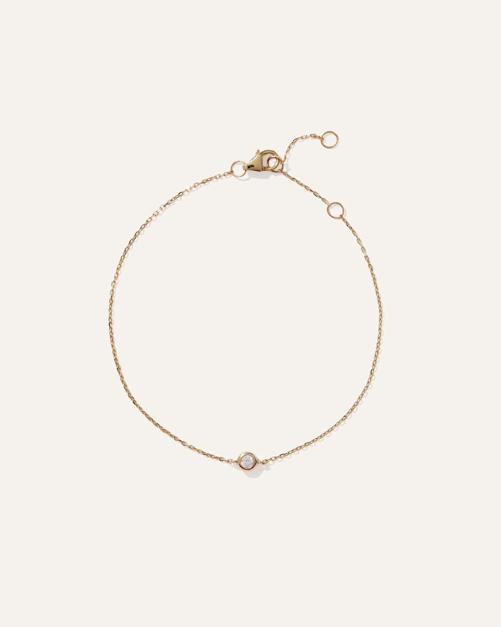 14k Gold Diamond Solitaire Bezel Bracelet