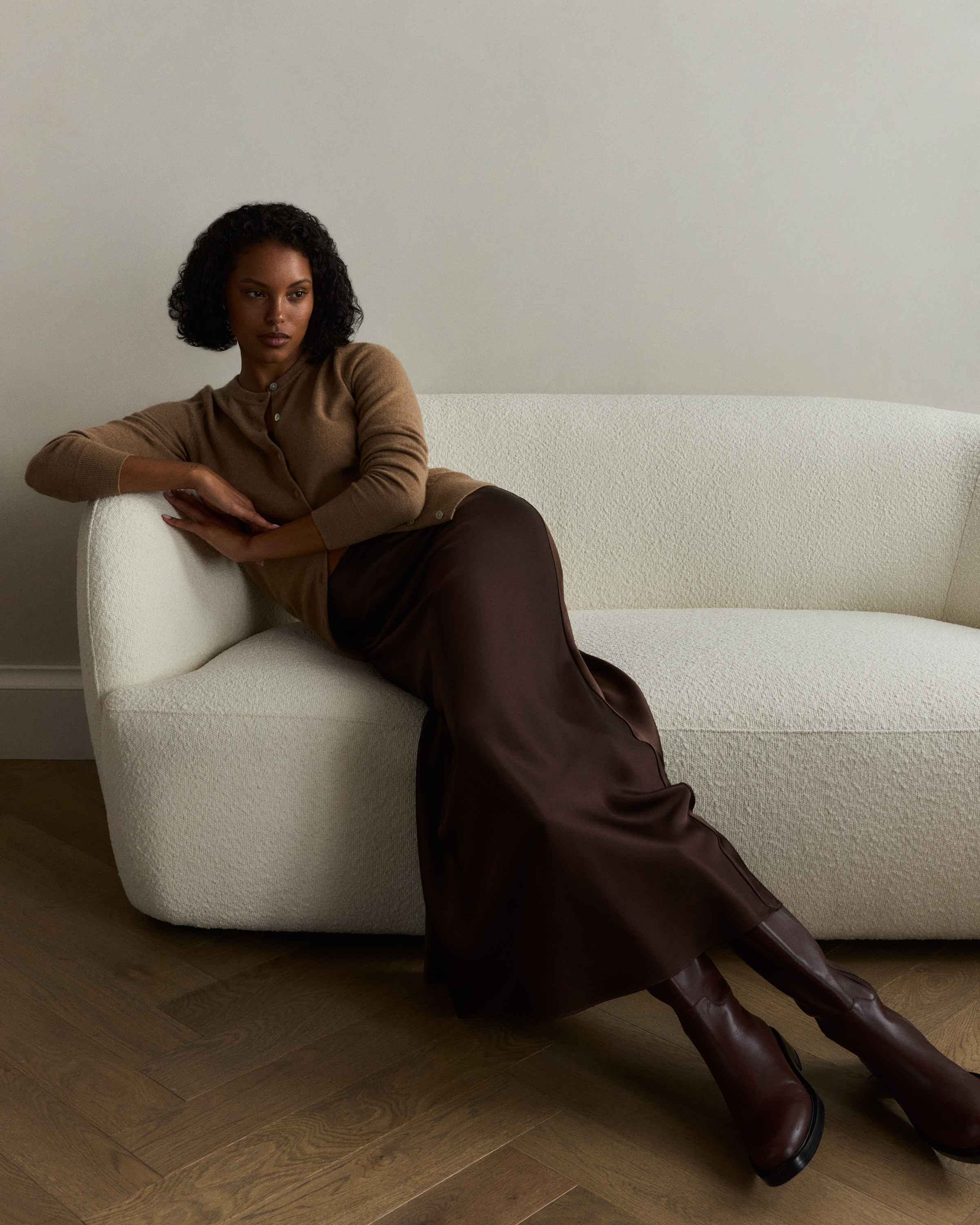 Mongolian Cashmere Cardigan Sweater | Quince in Teak