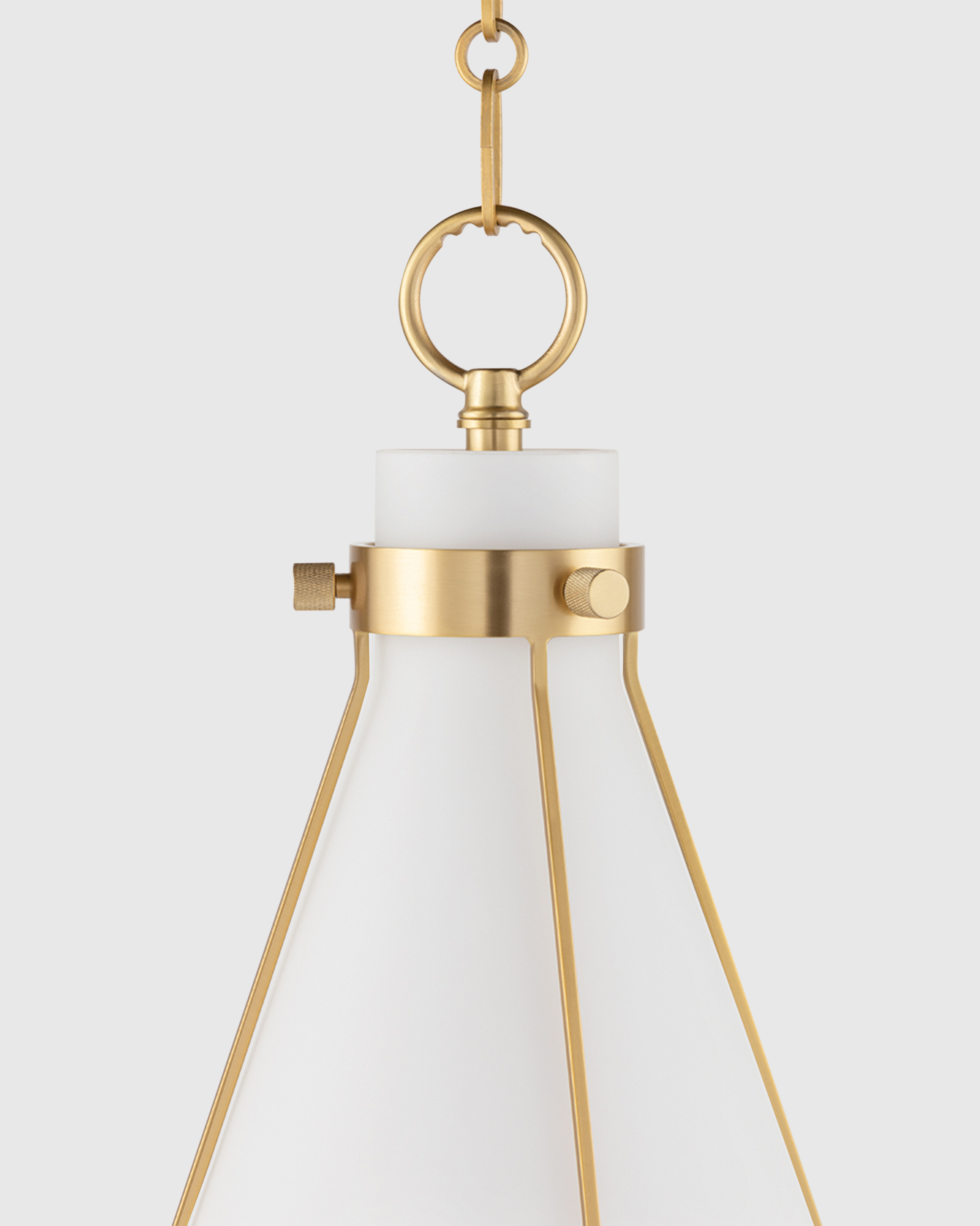 Iron and Opal Glass Conical Pendant Light - Thumbnail 2