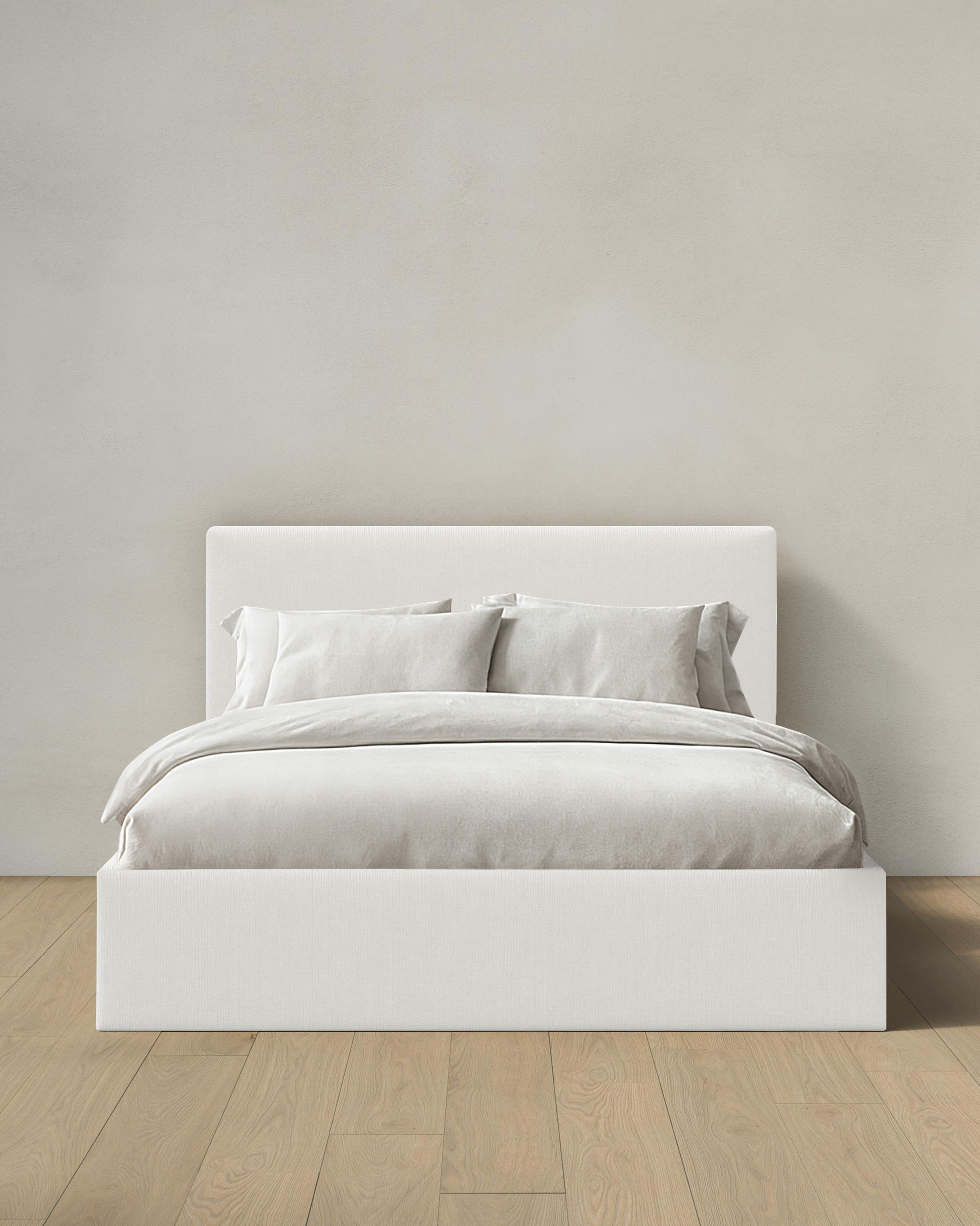Snow Square Bed in Performance Velvet