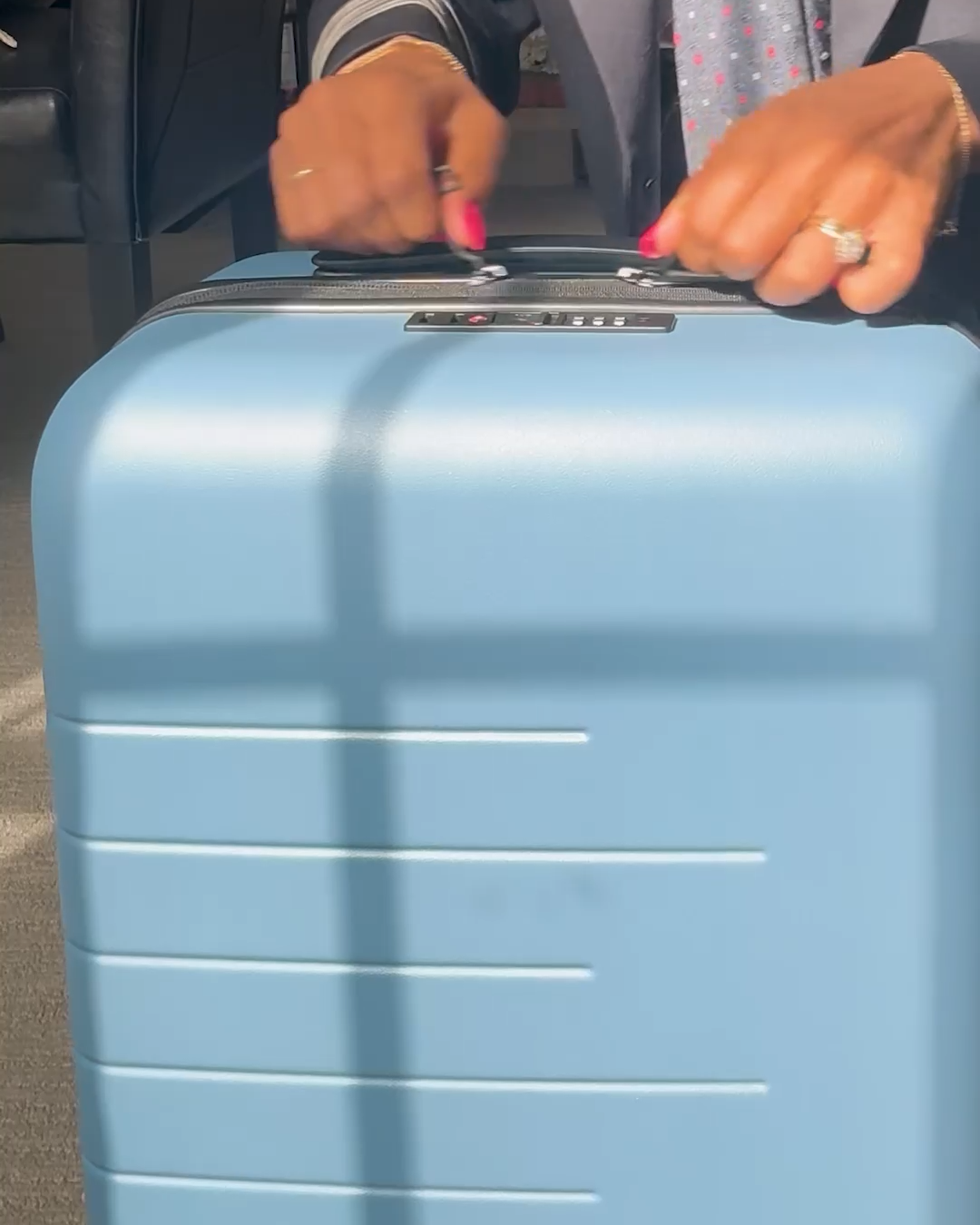 Expandable Carry-On Suitcase in Blue