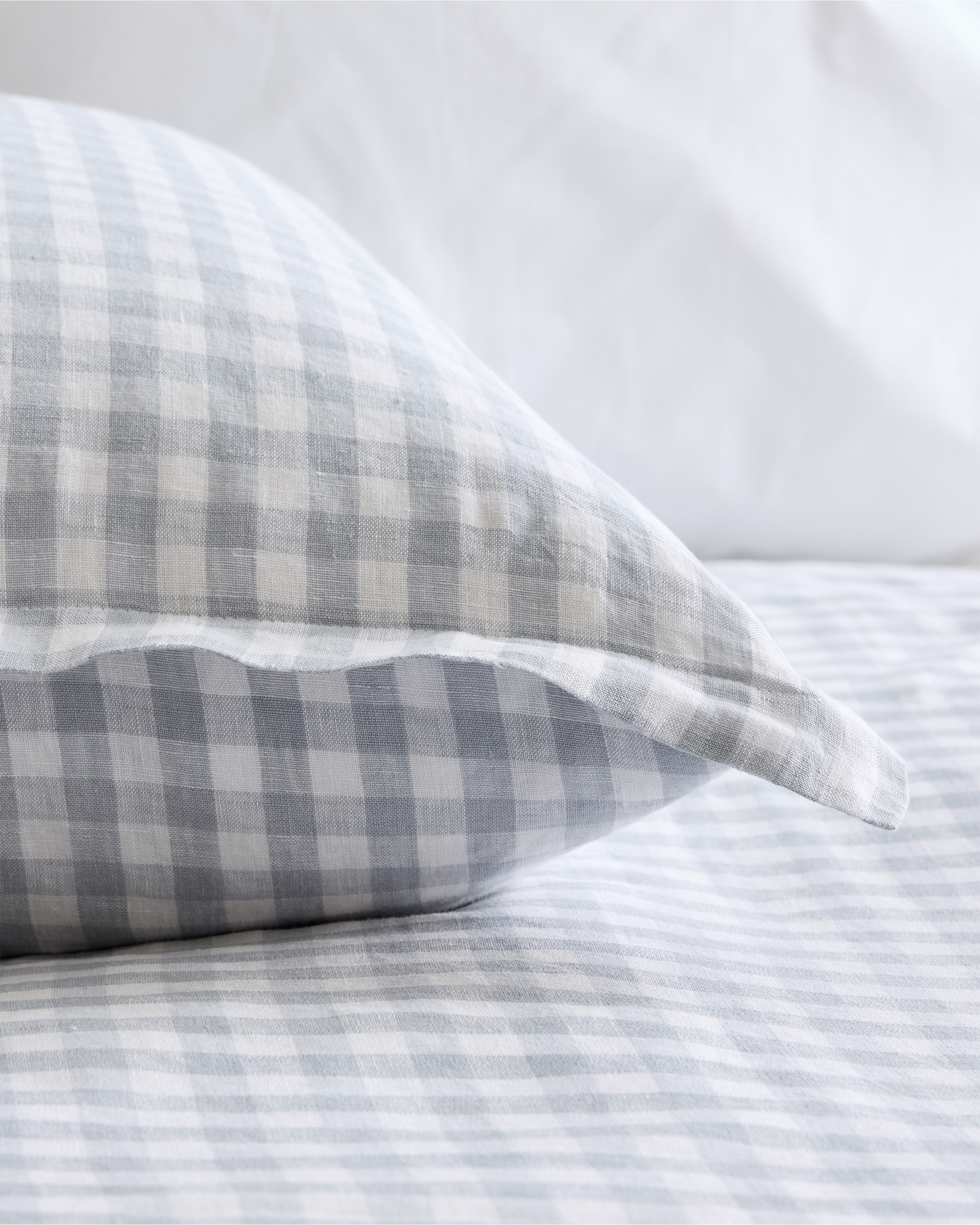 European Linen Gingham Euro Sham - Blue Fog