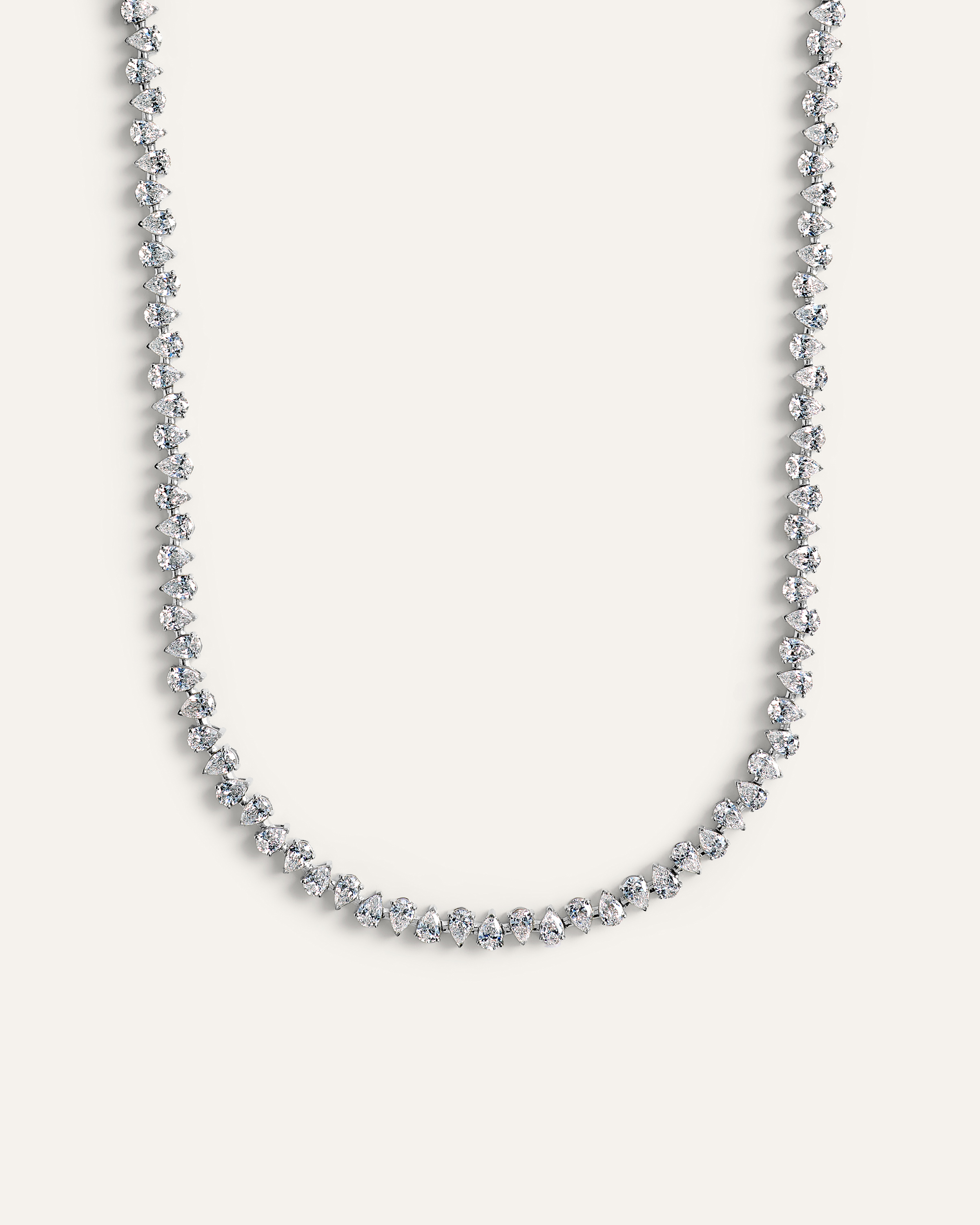 White Gold 14K Gold Lab Grown Diamond Alternating Pear Tennis Necklace