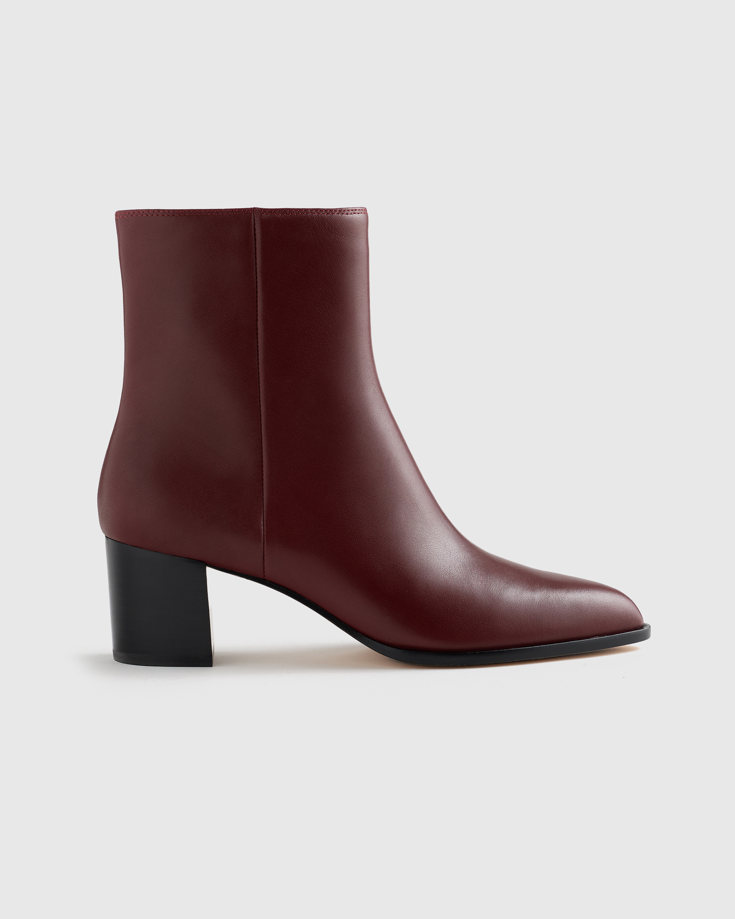 Quince Women's Italian Leather Heeled Ankle Boot In Burgundy
