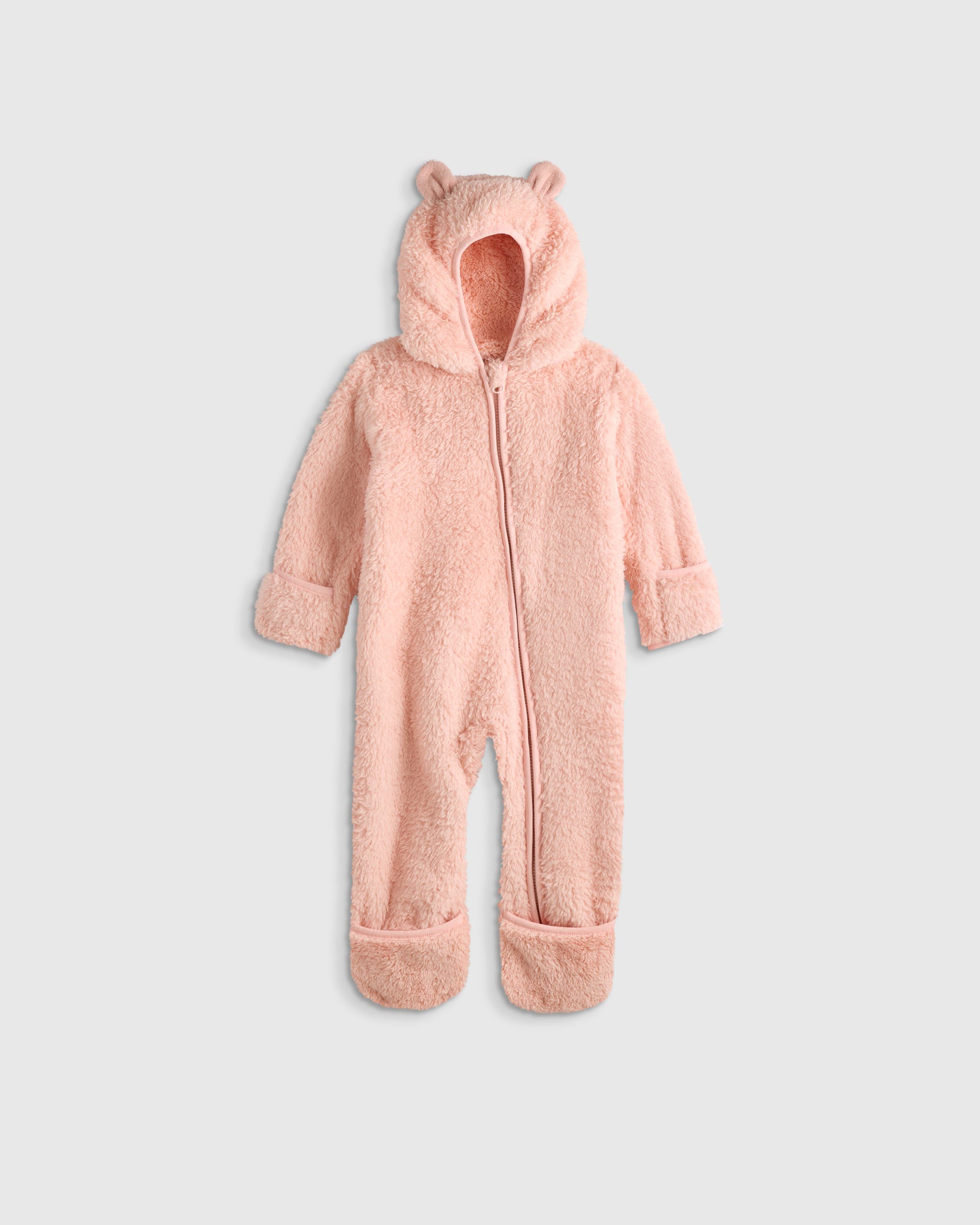 Cozy Pink Recycled Sherpa Fleece Baby Bear Bunting