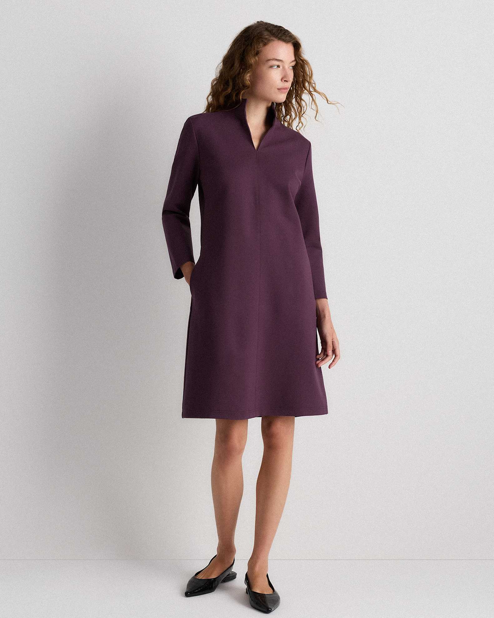 purple ponte dress Women's Ultra-Stretch Ponte Cap Sleeve Dress in Dark Orchid Purple, Size XL, Rayon by Quince