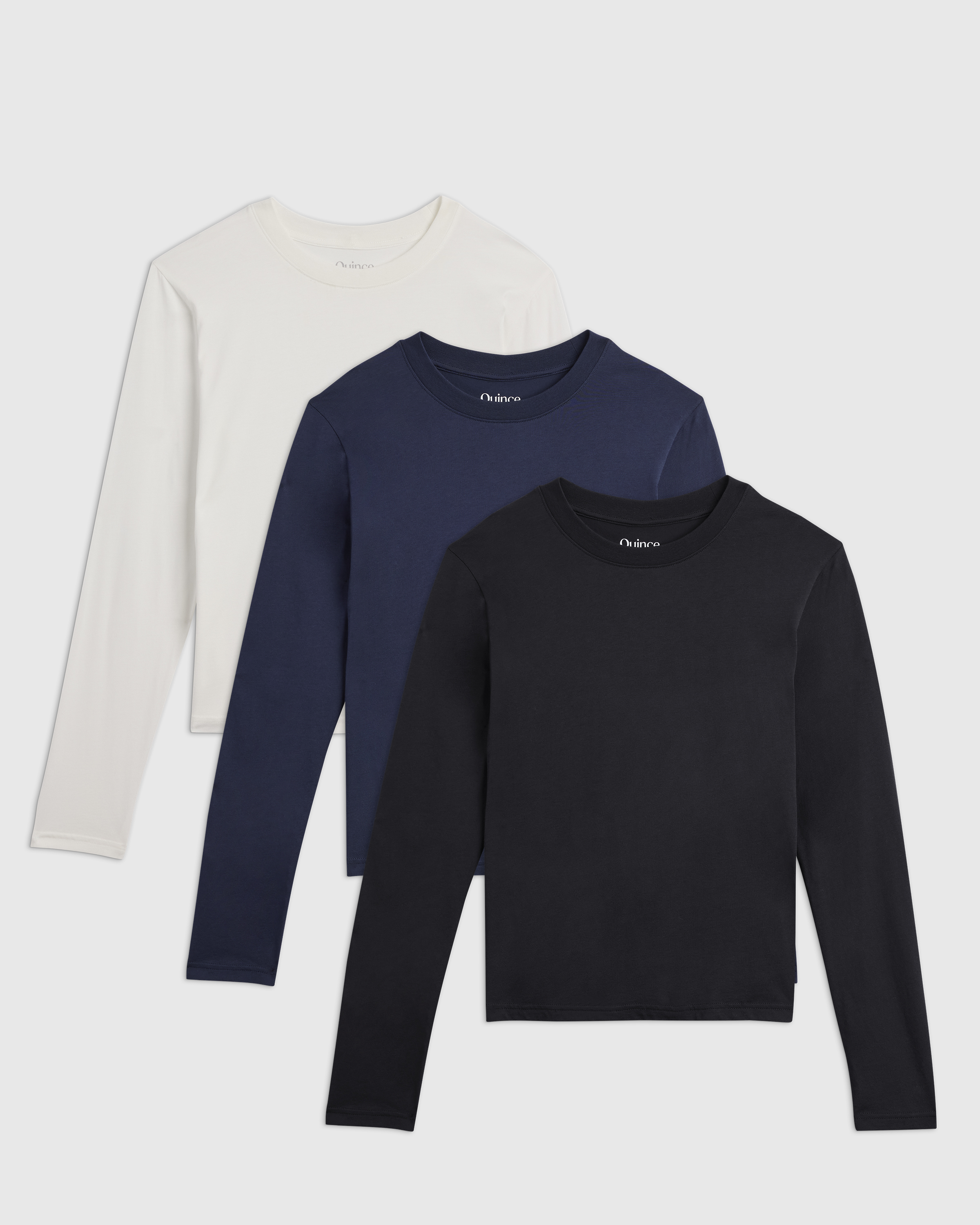 White Cotton Modal Relaxed Long Sleeve Tee 3 Pack Bundle