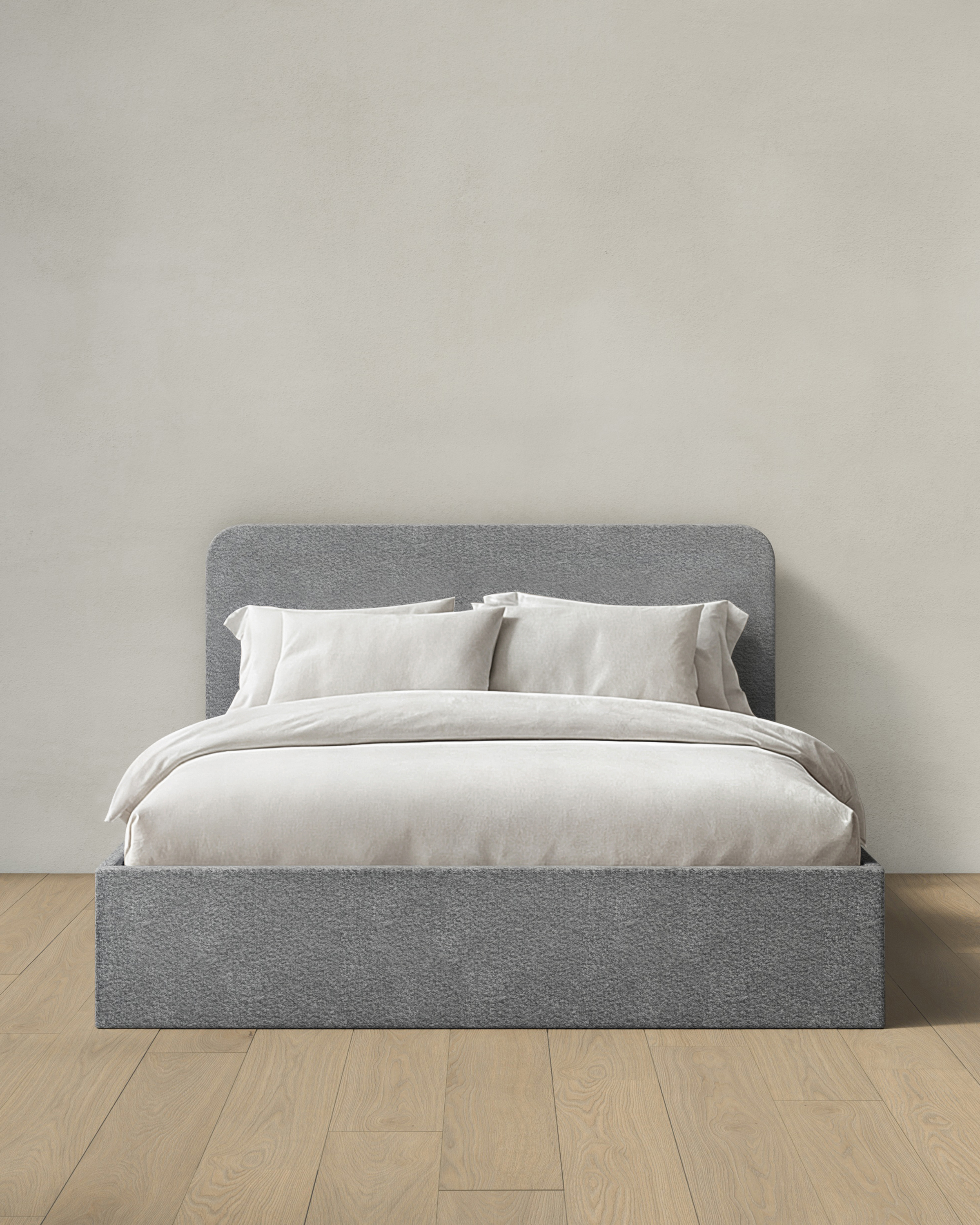 Grey Plush Boucle Curved Bed