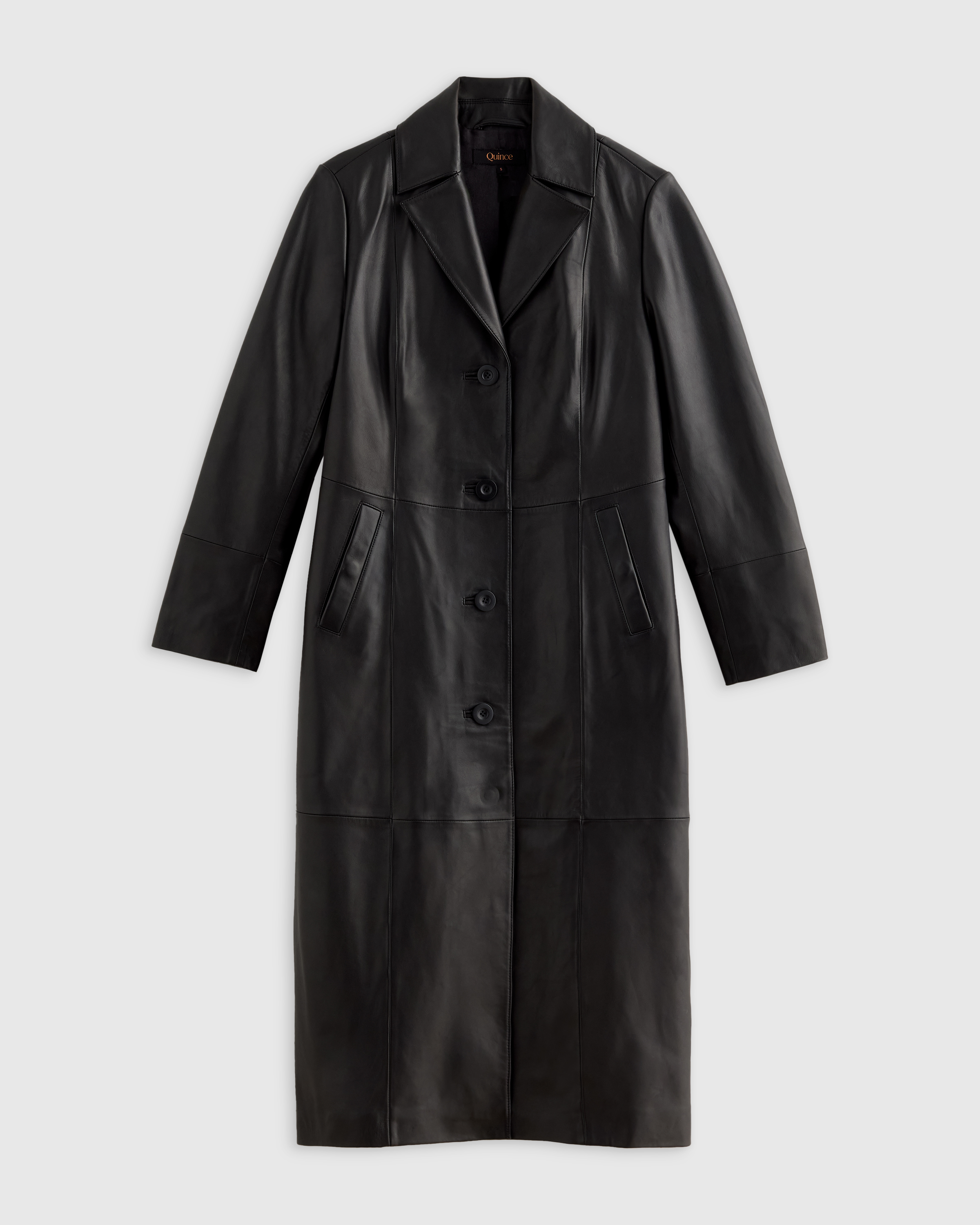 100% Leather Long Trench Coat
