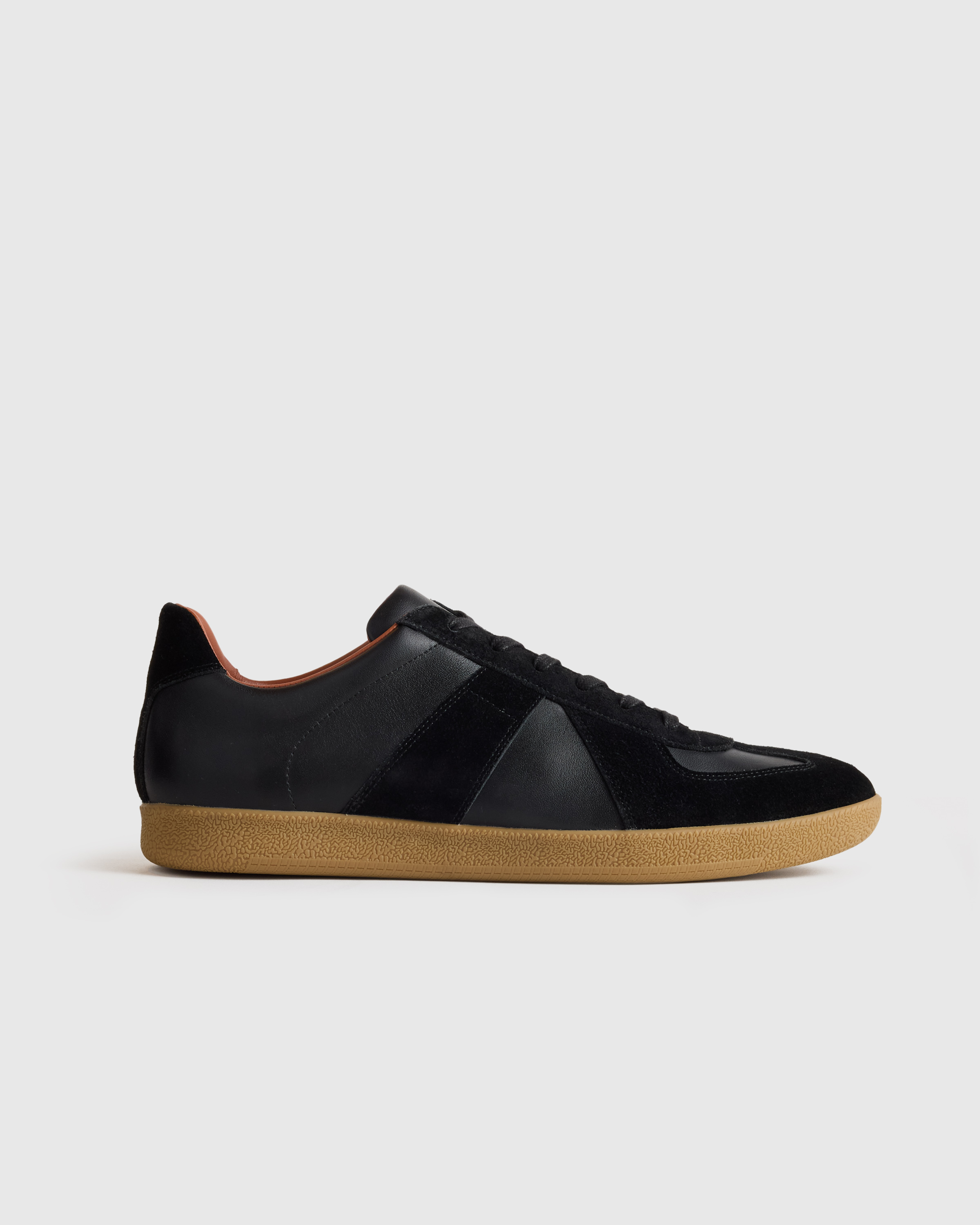 Black Italian Leather & Suede Lifestyle Trainer