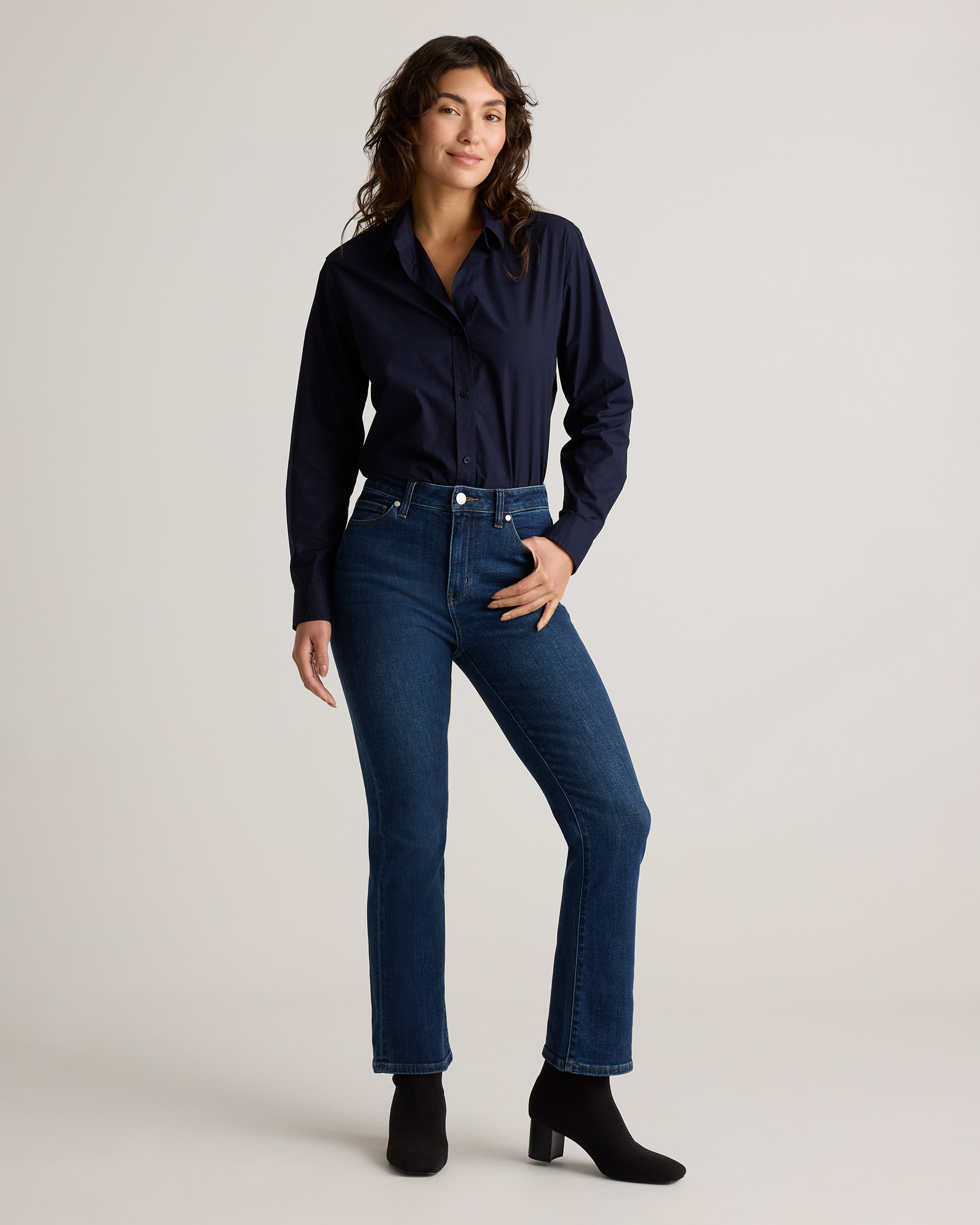 Women's Bella Stretch Kick Flare Jeans in Midnight Blue, Size 25, Organic Cotton by Quince