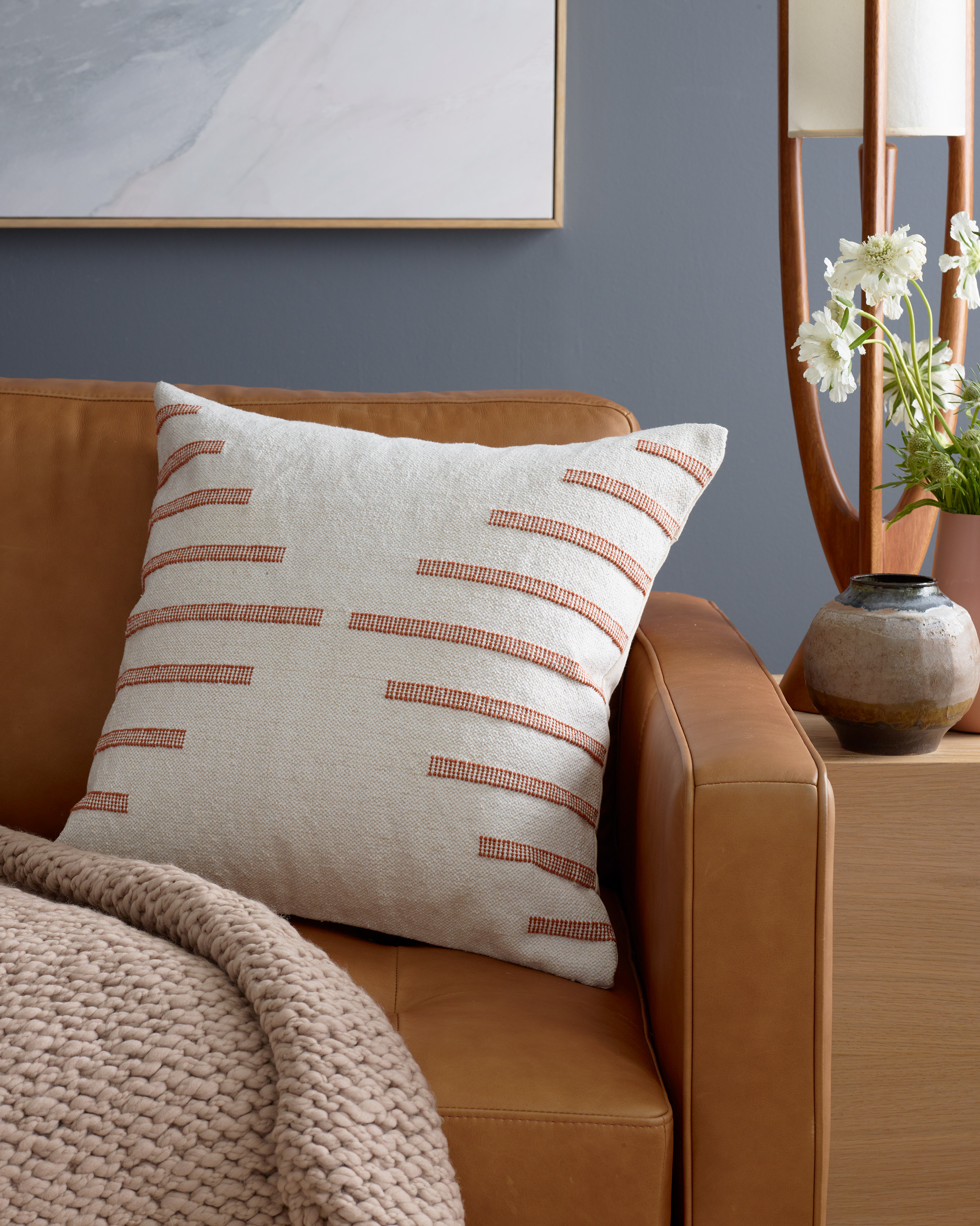 Terracotta Bold Stripe Pillow Cover