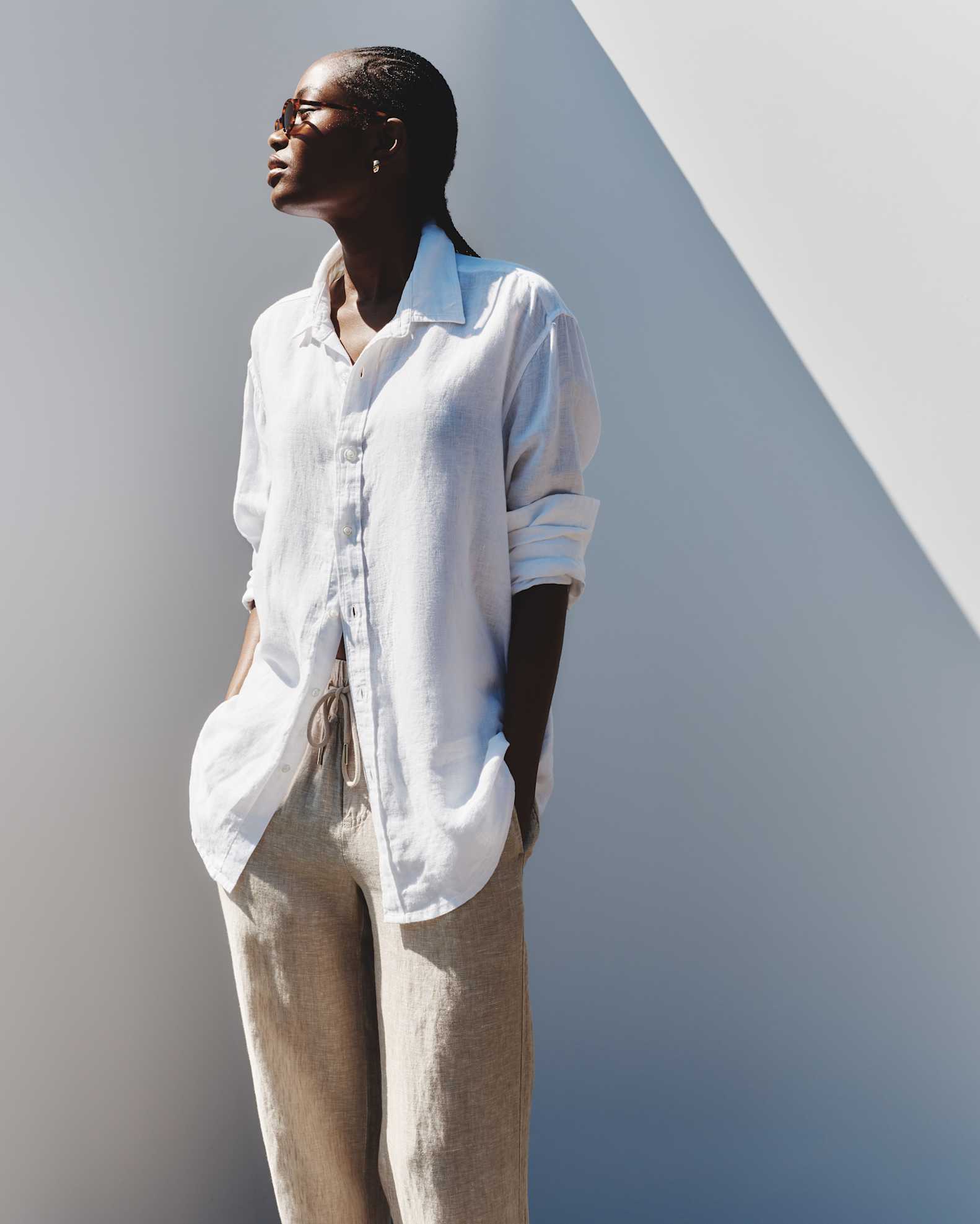 100% European Linen Shirt in White 100% European Linen Shirt in White
