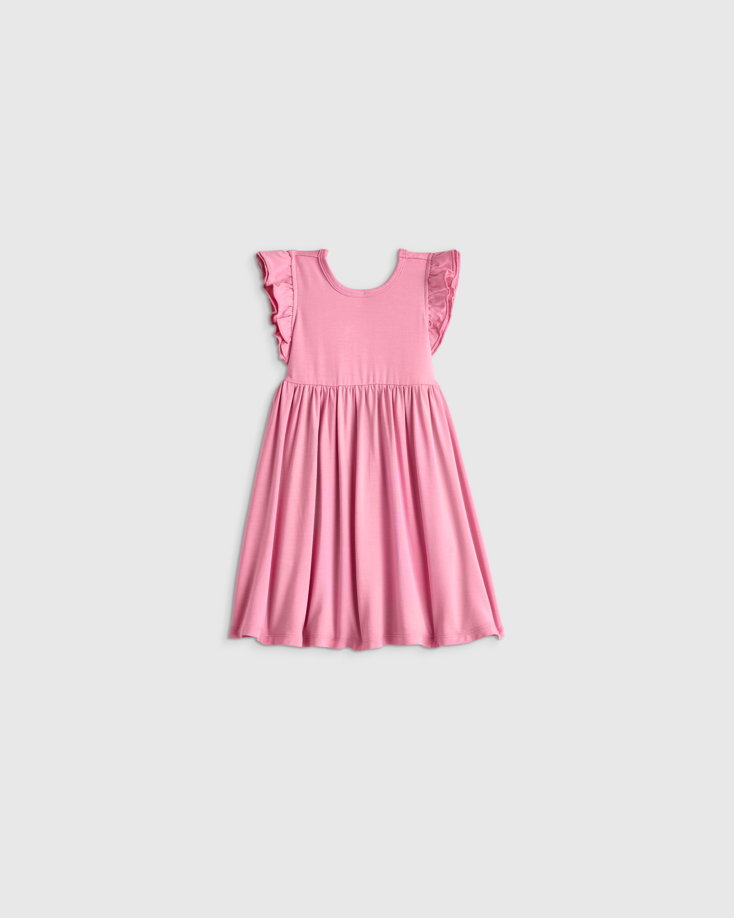 Misty Rose Bamboo Short Sleeve Flutter Twirl Dress