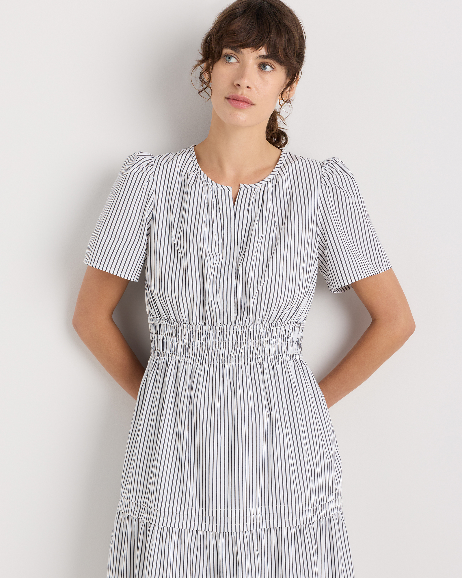 white christmas dresses Royal Blue Cotton Poplin A-Line Deep Neck Maxi Tier Dress 46