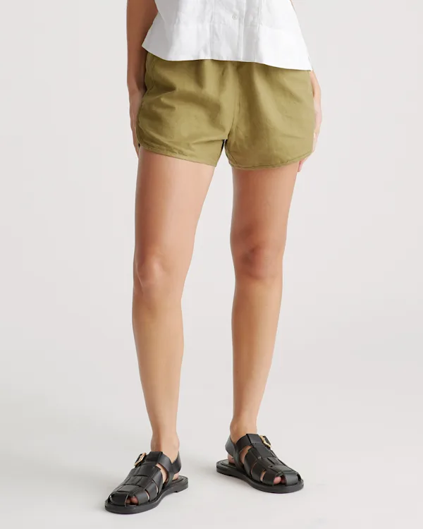 Cotton Linen Twill Pull On Shorts