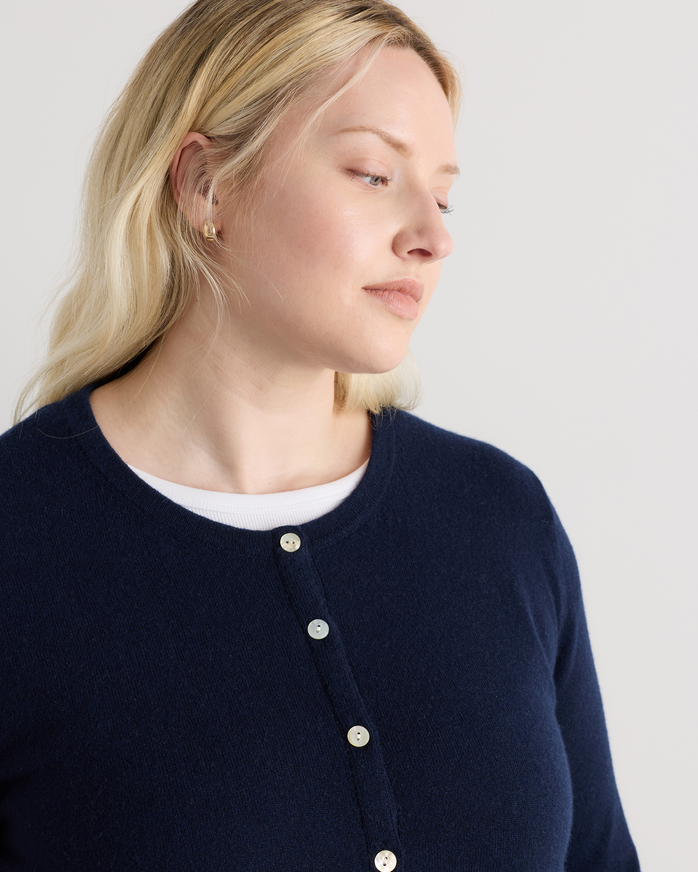 Mongolian Cashmere Cardigan Sweater in True Navy