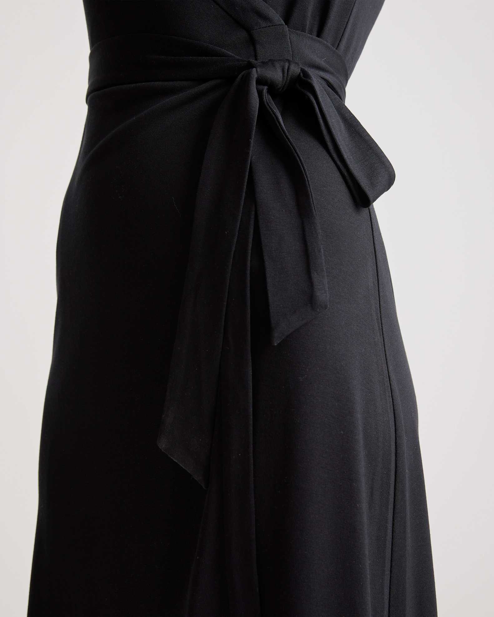 100% Silk Jersey Mini Wrap Dress in Black 100% Silk Jersey Mini Wrap Dress in Black
