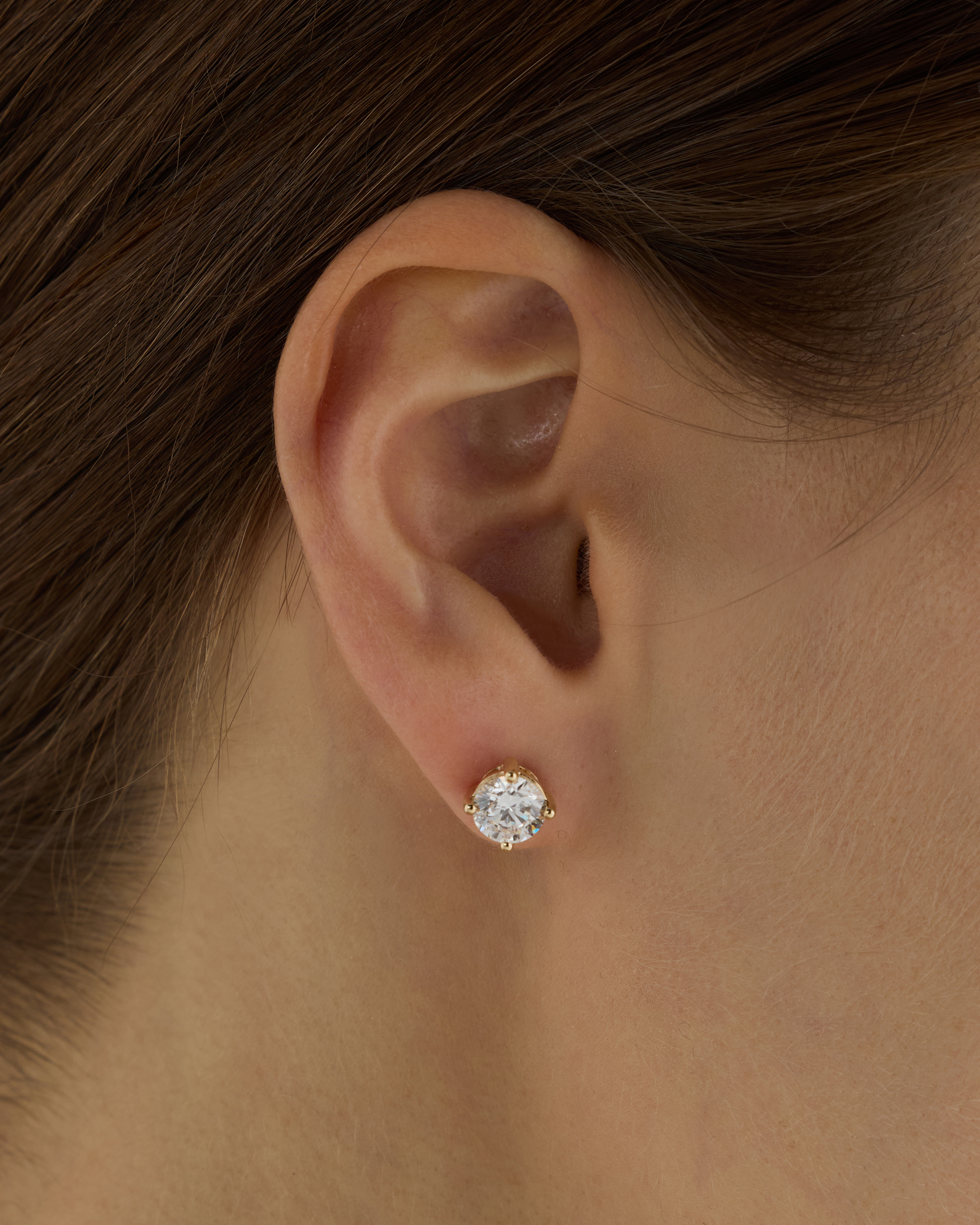 14K Gold Lab Grown Diamond Four-Prong Solitaire Studs - 2.5ctw - thumbnail 2