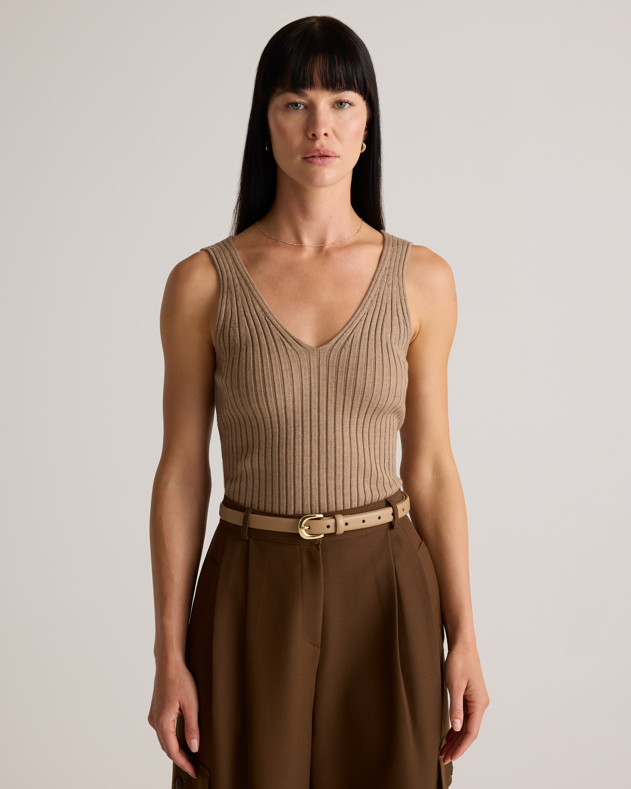 Sofia European Leather Skinny Belt in Mushroom display picture 1