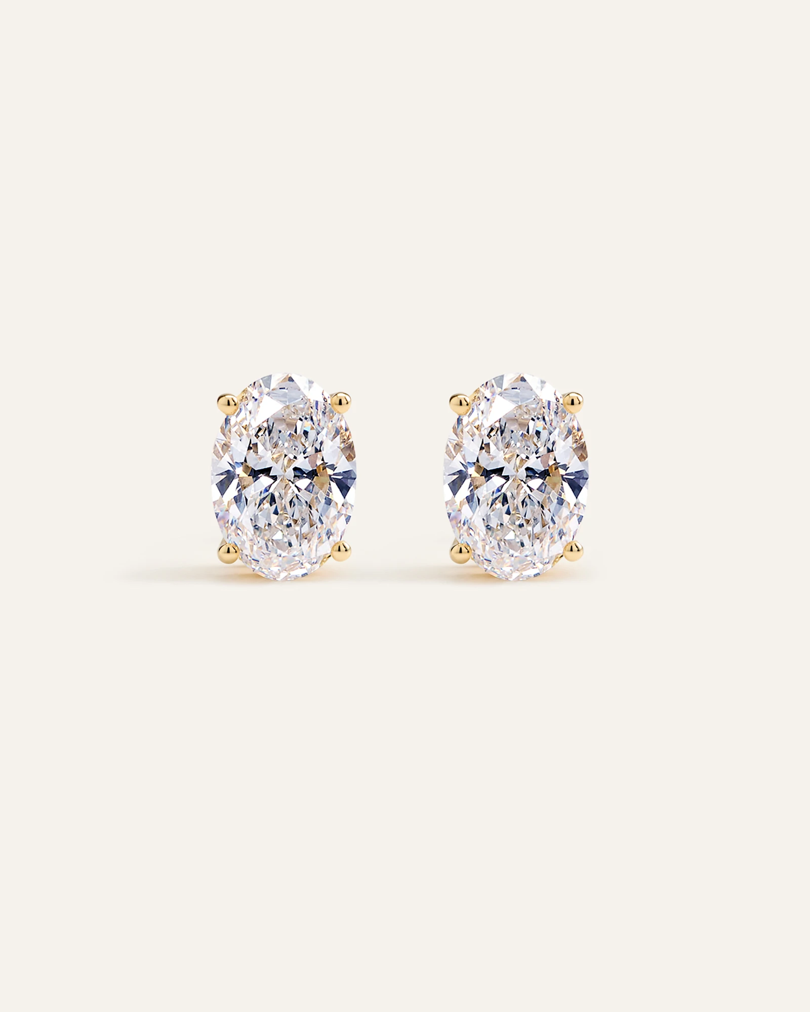14K Gold Lab Grown Diamond Luxe Oval Studs - 6ctw