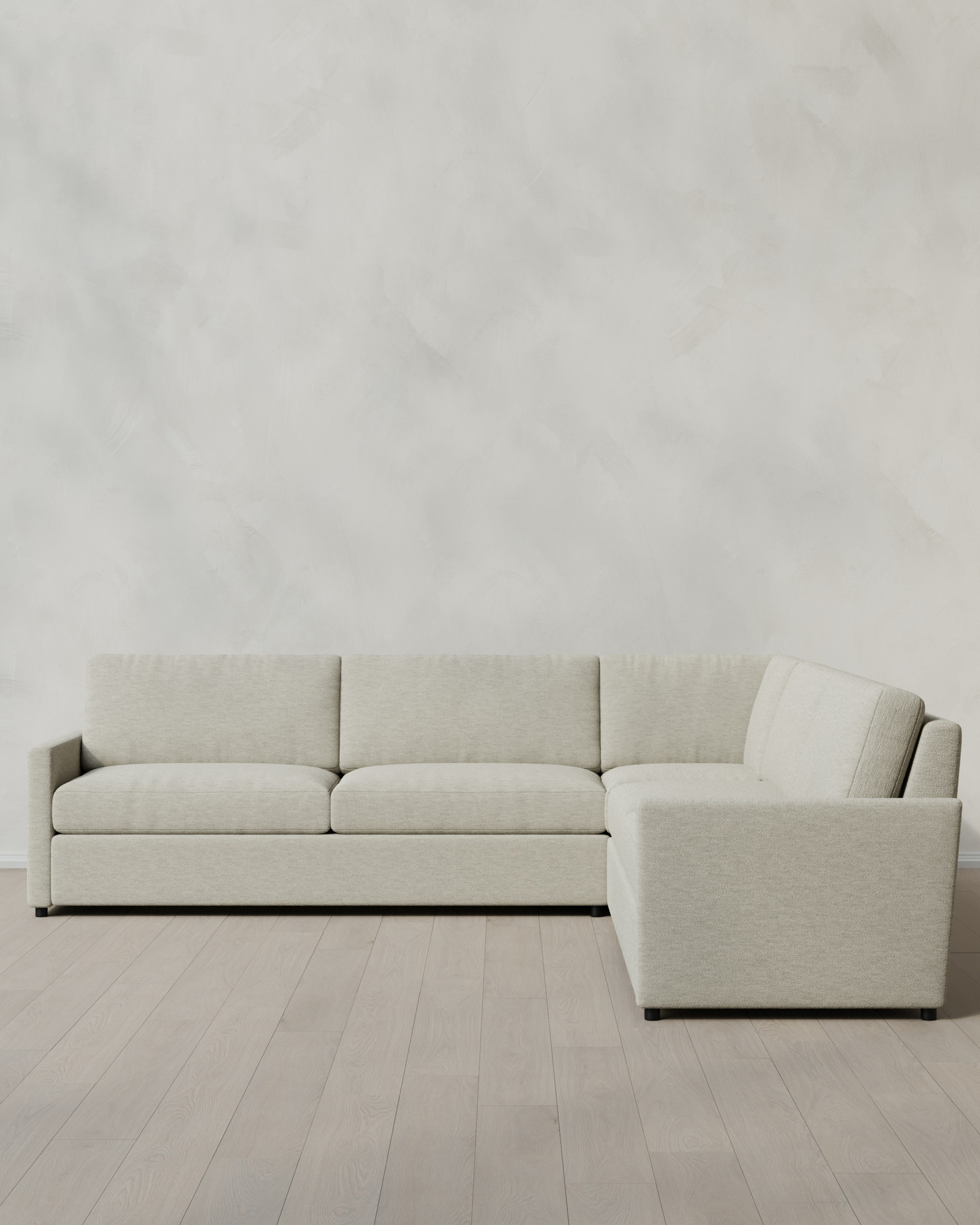 Quince | Brennan L Sectional in Performance Basketweave in Flax, Size 127x127, Polyester