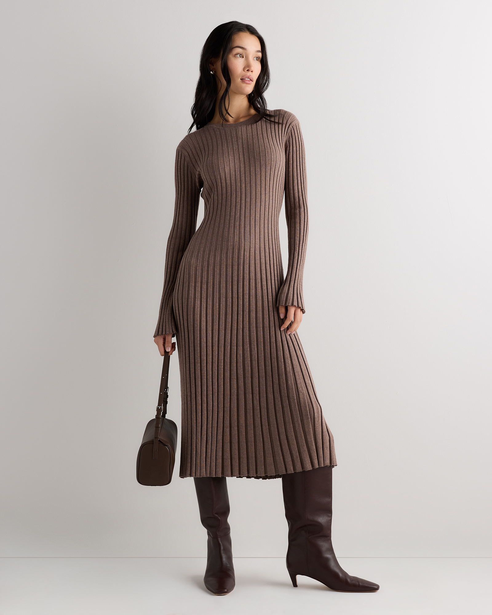 long sleeve cotton dresses Cashmere Ribbed Crew Midi Dress How to Achieve a 40WHSALE Green made for you Color:Blush Bouquet