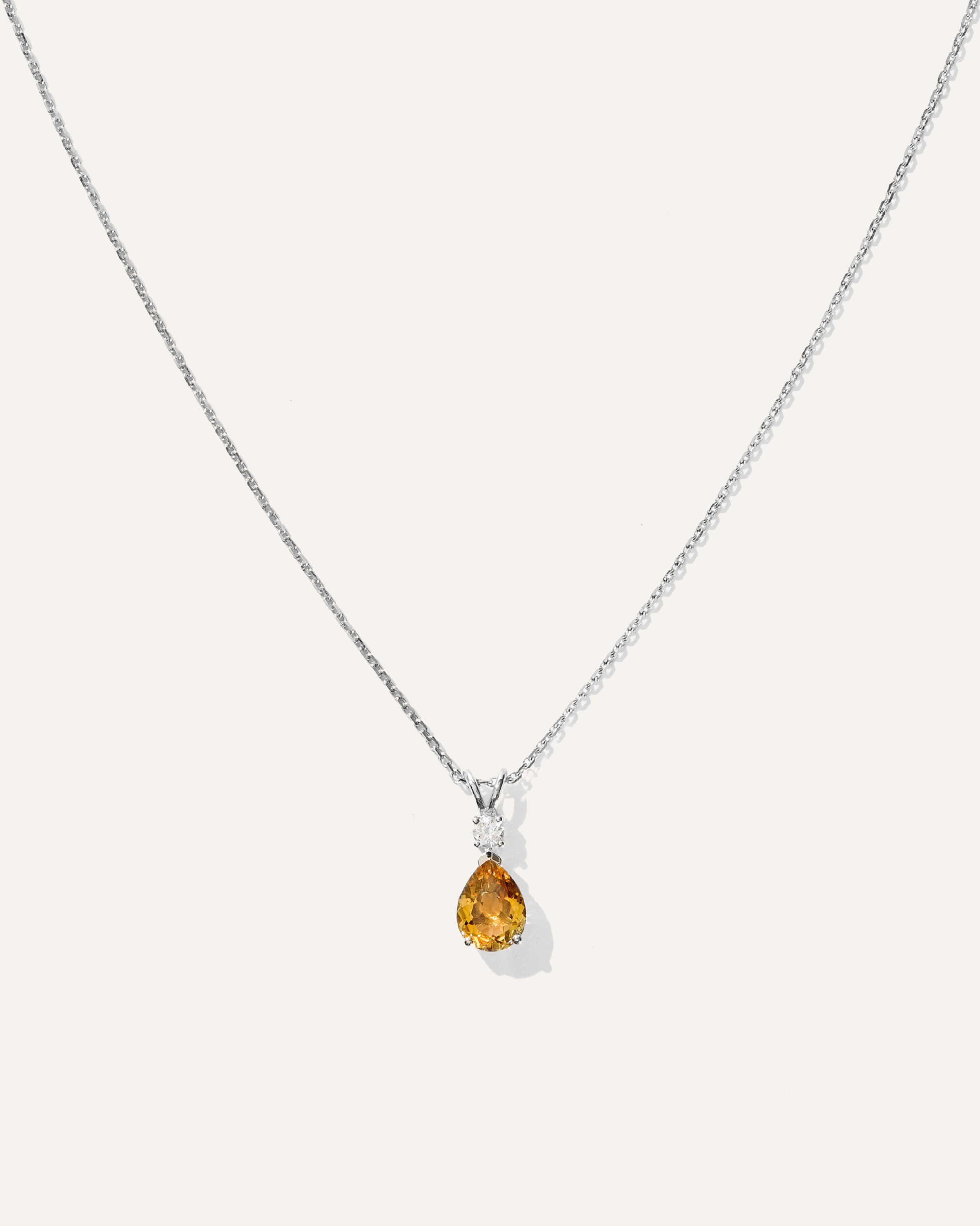 White Gold 14K Gold Diamond & Semi-Precious Gemstone Drop Necklace