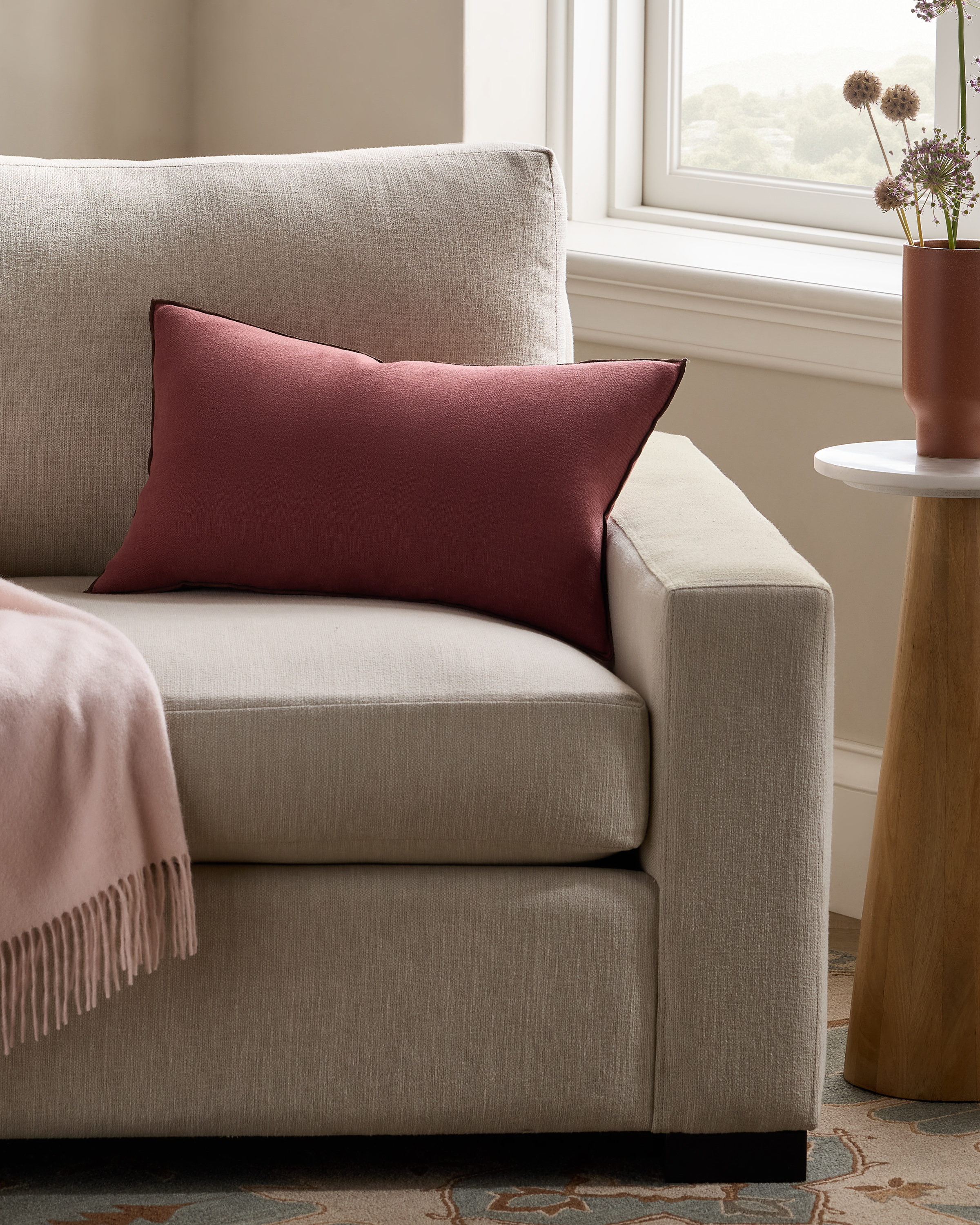 Wine/Chocolate Contrast European Linen Pillow Cover